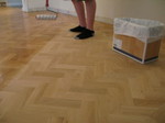 Herringbone parquet floor sealing using Bona Mega