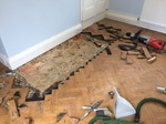 Herringbone pine parquet wood/timber flooring sanding. parquet repairs and refinishing Southampton
