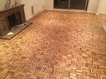 Parquet mosaic wooden floor sanding/restoration with repairs and refinishing Stockbridge