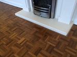 Finger parquet parkett wood floor sanded and filled finished with lacquer