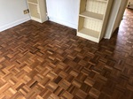 Teak Parquet mosaic wood flooring sanded and re-finished in Ringwood 