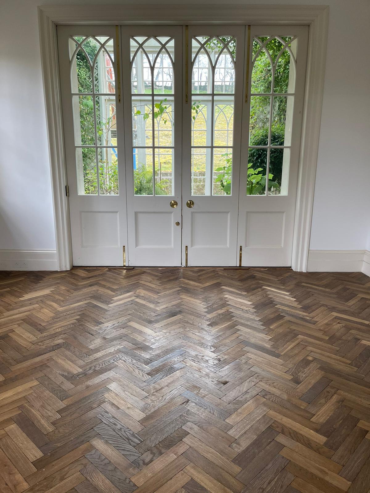 Smoked Herringbone Parquet Fitted, Reddish House, Broad Chalke, Salisbury