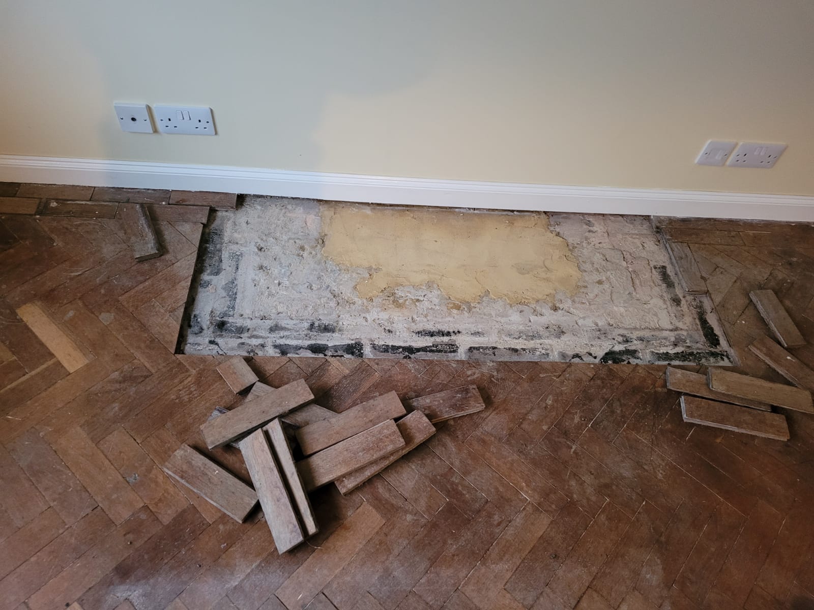 Oak Herringbone Parquet Floor Repaired & Restored, Bournemouth