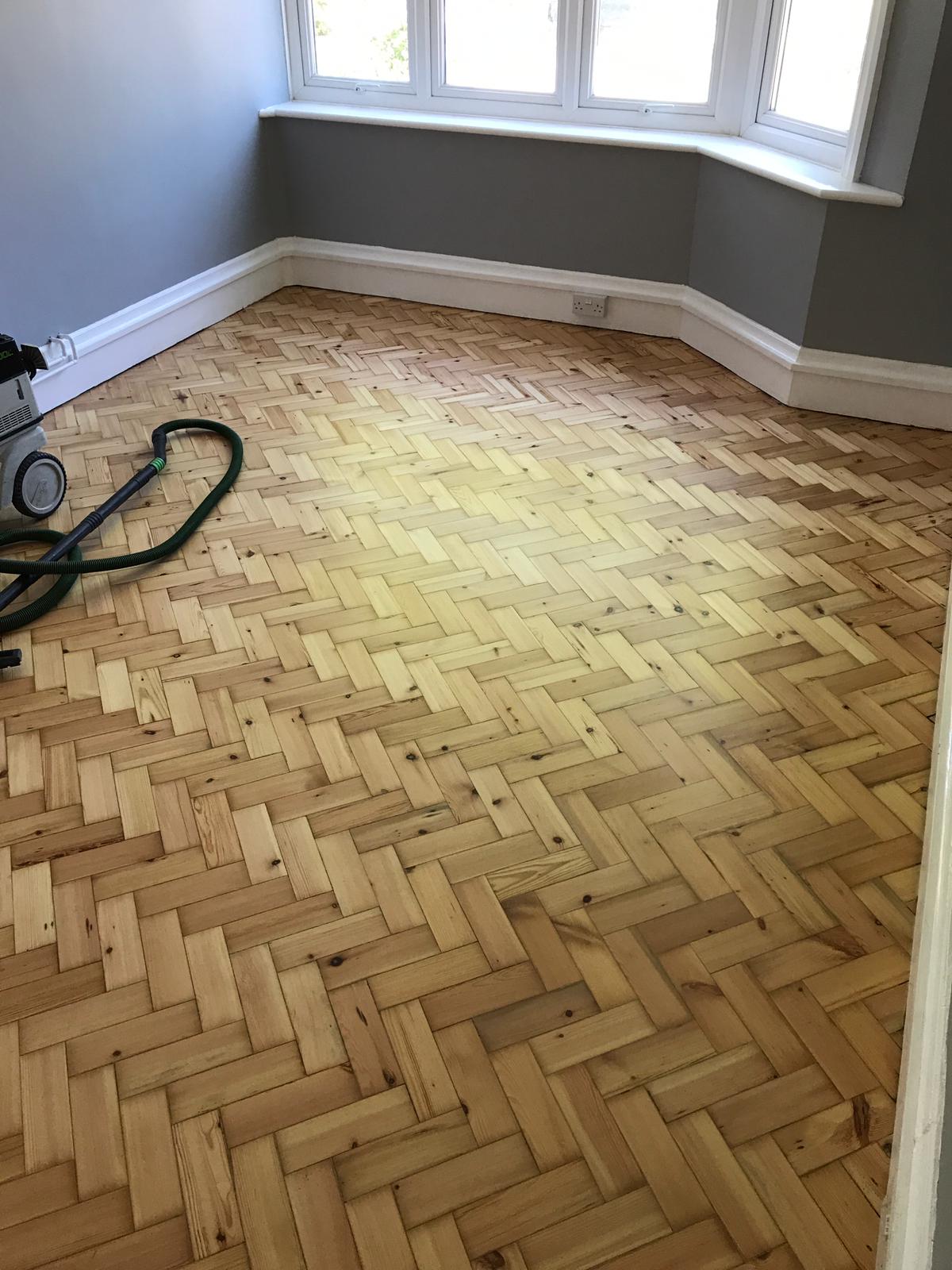 Pine Parquet Wood Floor Sanded & Restored, Wellow, Romsey
