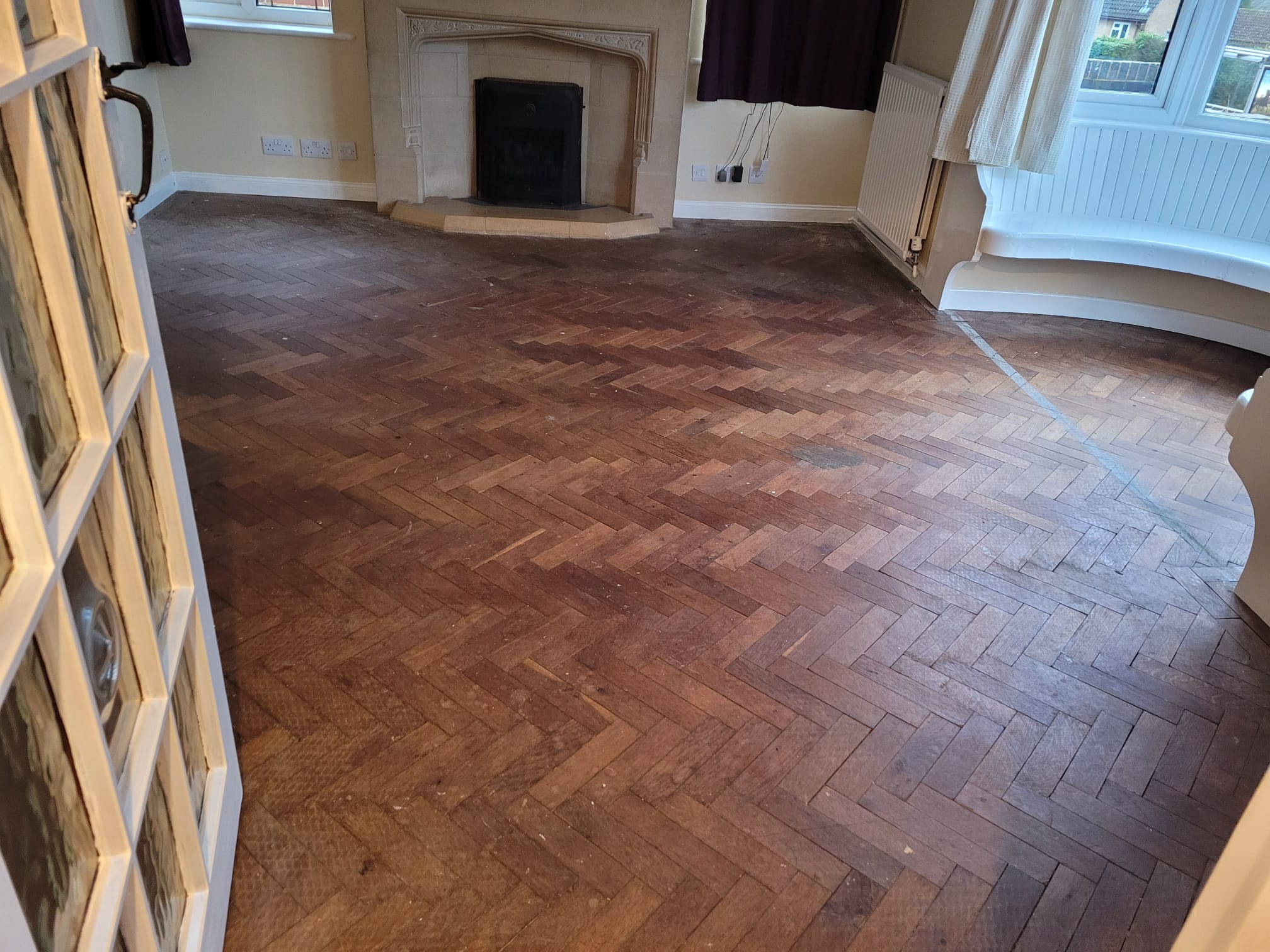 Oak Herringbone Parquet Floor Repaired & Restored, Bournemouth