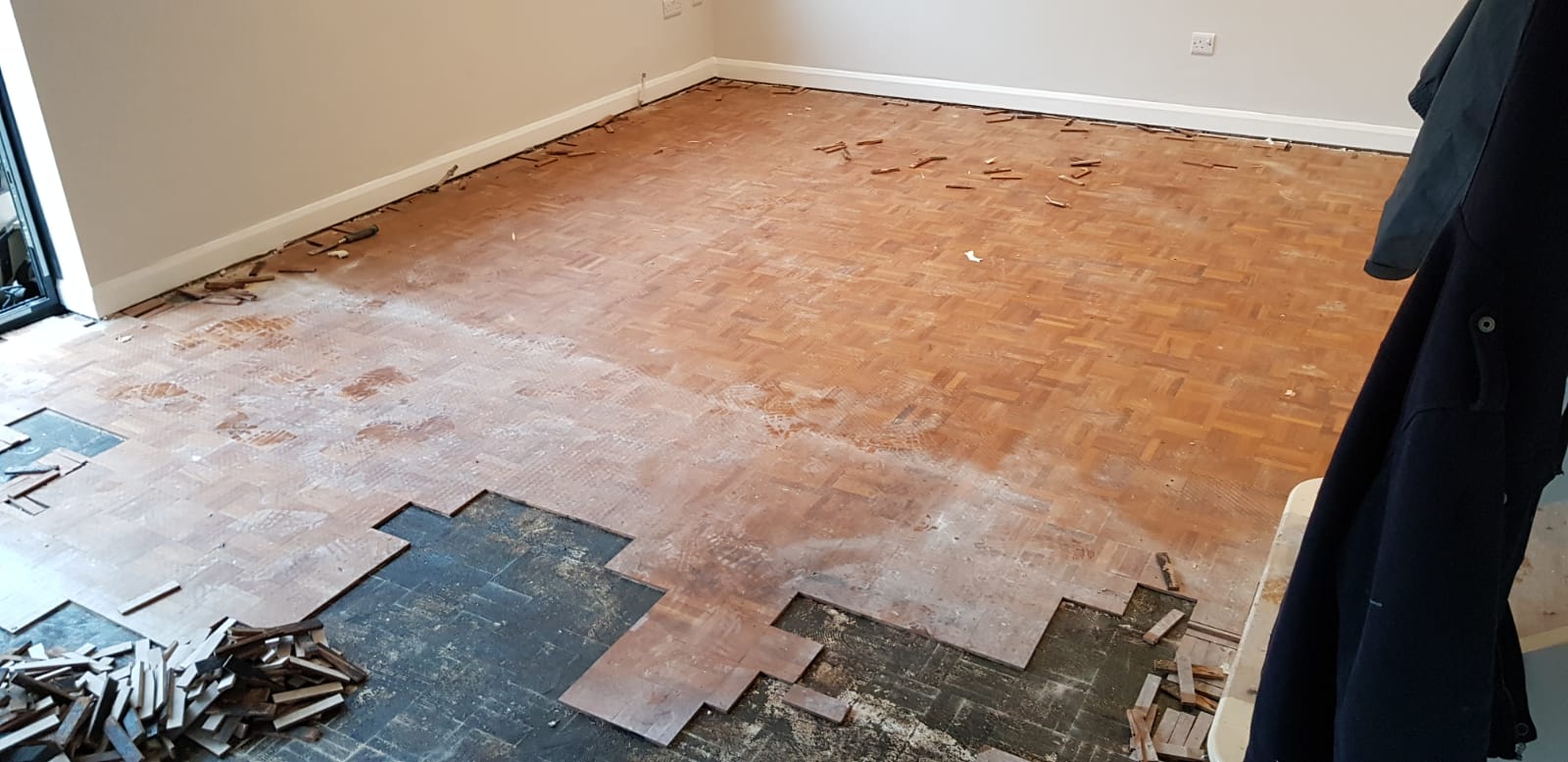 Teak Mosaic Parquet Floor Repaired & Restored, Winchester