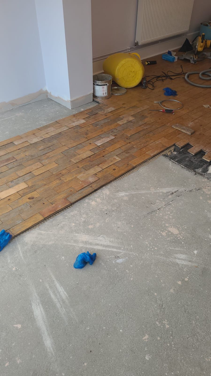 New Scots Pine Parquet Brick Effect Floor Extended, Sanded & Finished, Ringwood