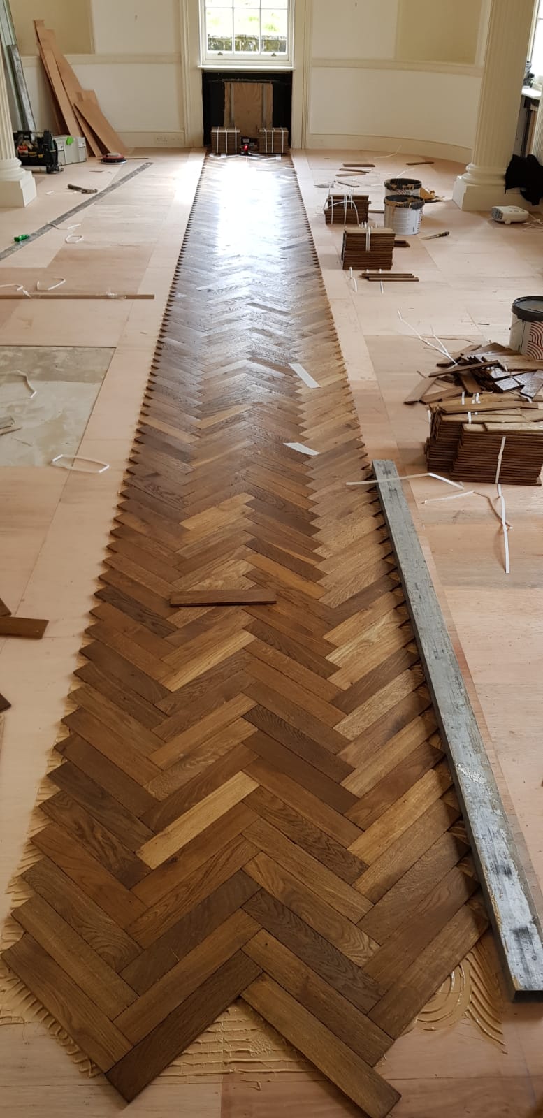 Smoked Herringbone Parquet Fitted, Reddish House, Broad Chalke, Salisbury