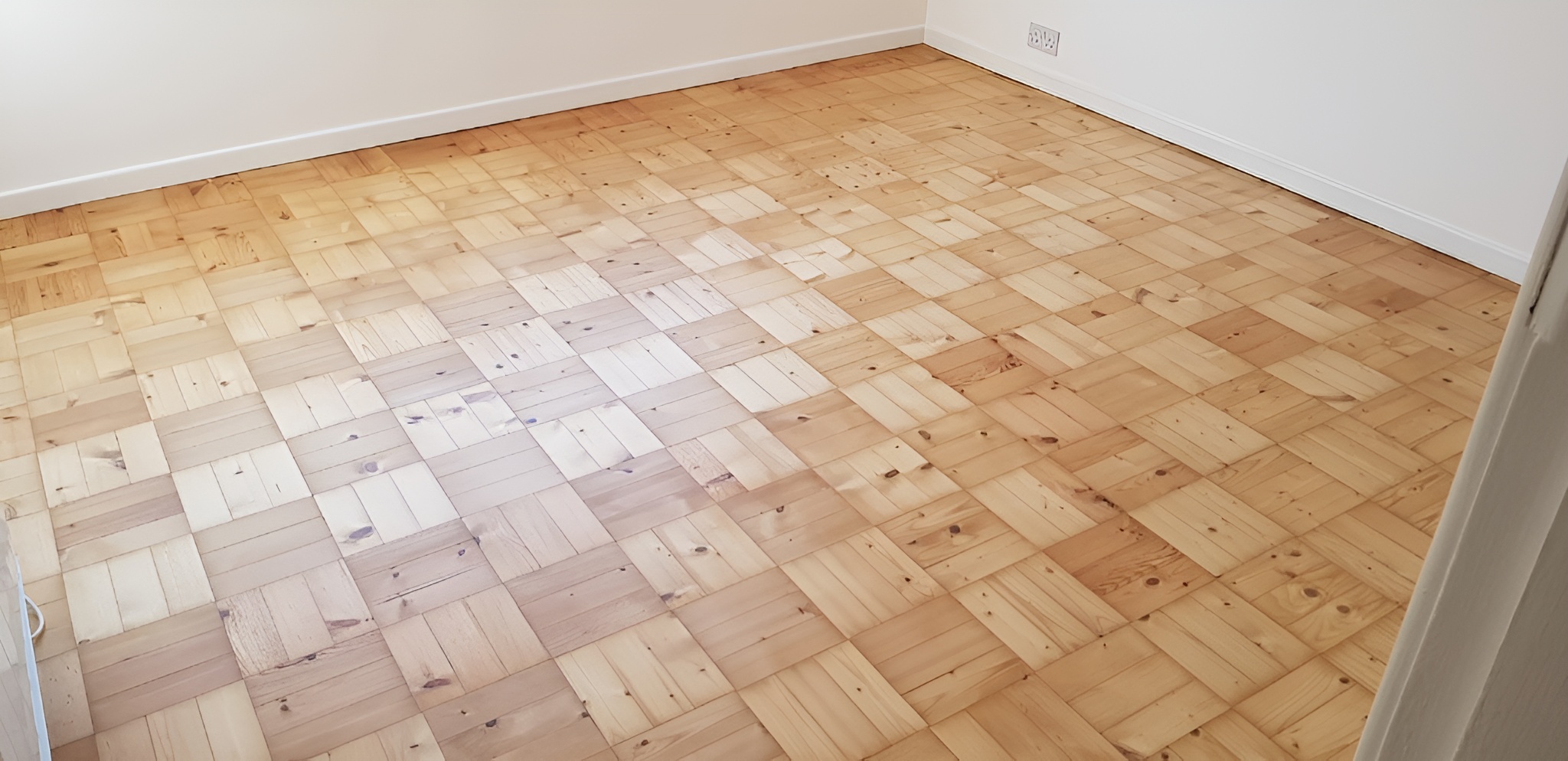 Pine Basket Weave Parquet Floor Restoration, Southampton