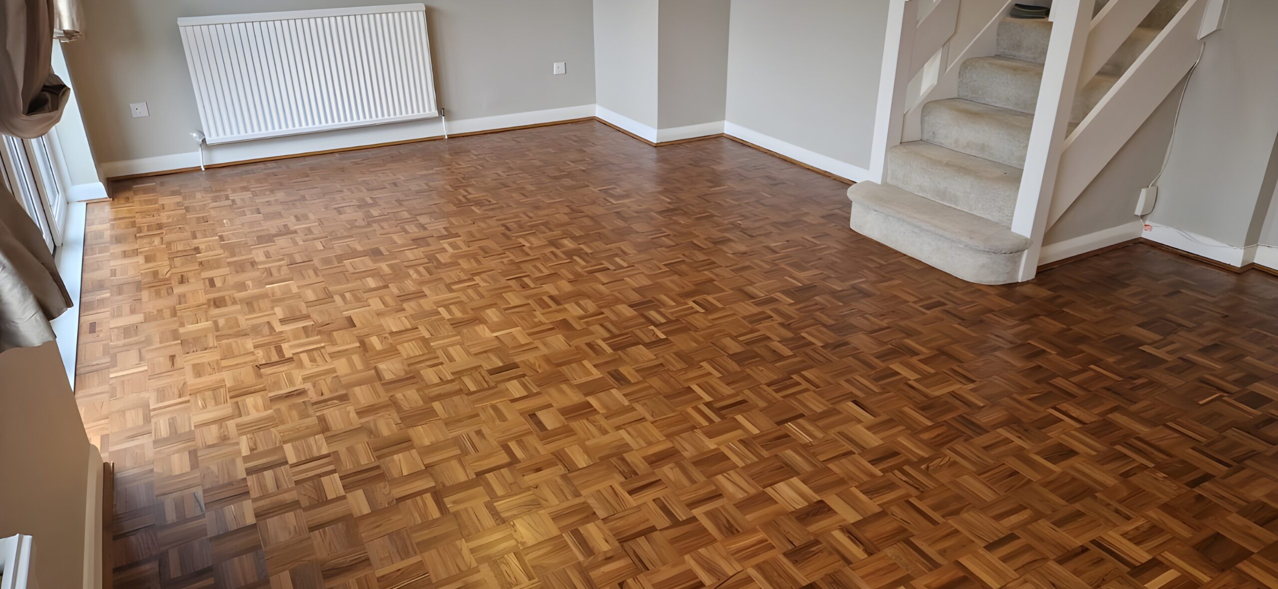Teak Mosaic Parquet Floor Restoration, Winchester