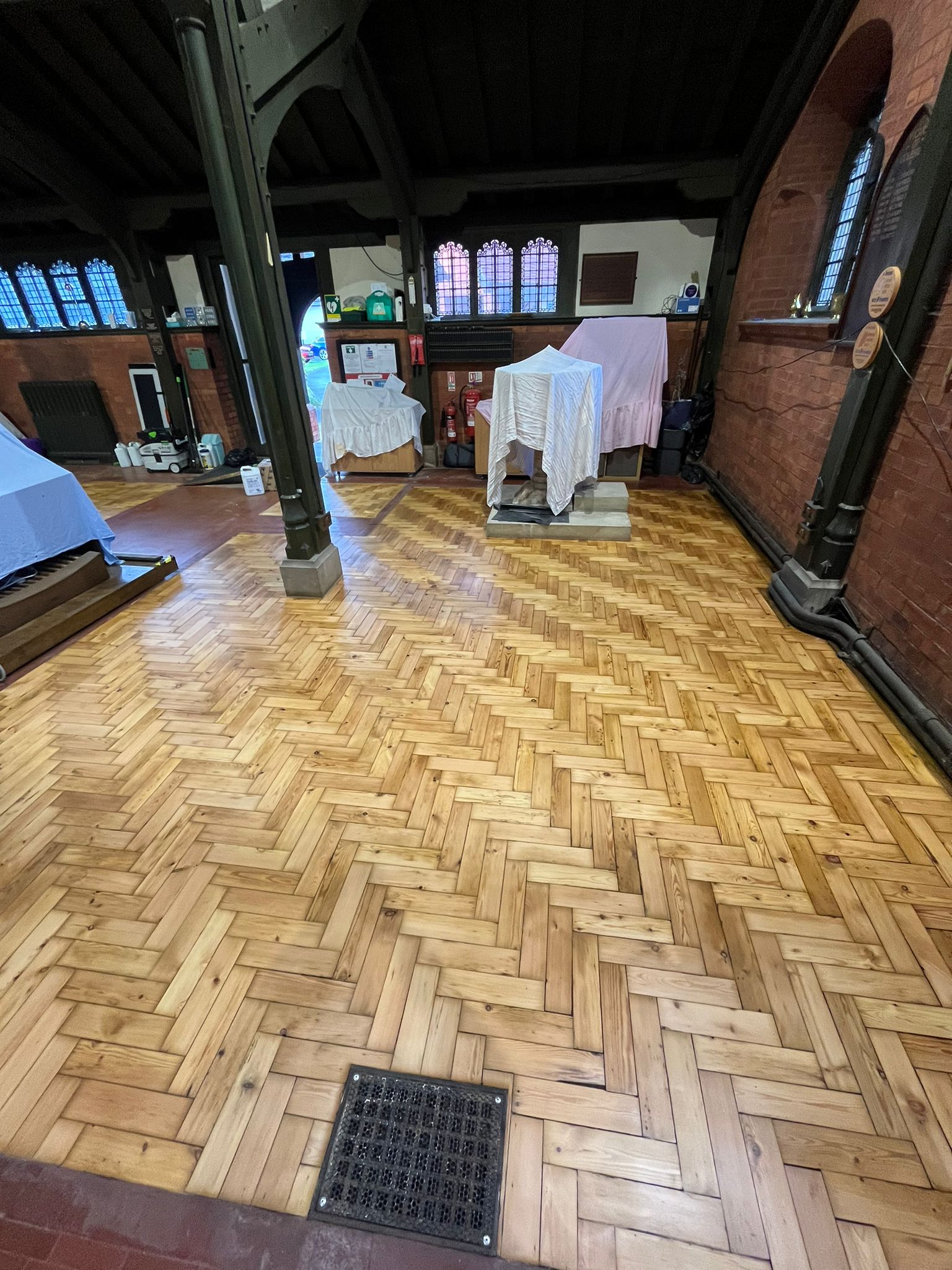Pine Parquet Church Floor Sanded & Restored, St Michael & All Angels, Wimborne