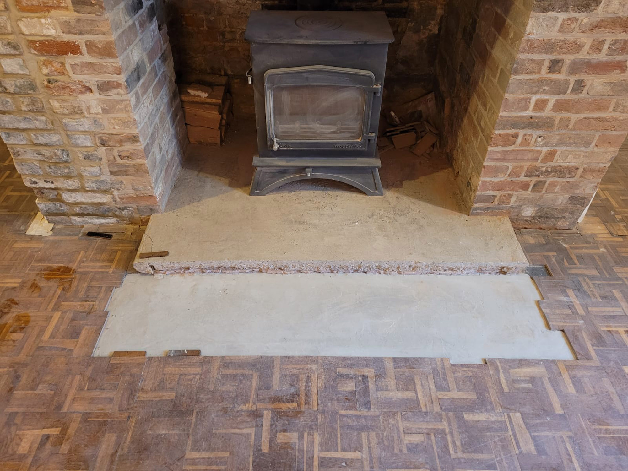 Double-Weave Oak Parquet Floor Repaired & Restored, Salisbury