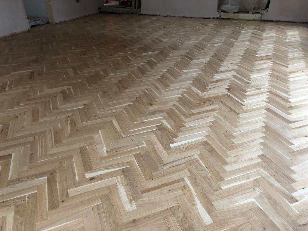 Supplied & Finished Rustic Herringbone Parquet Flooring, Southampton