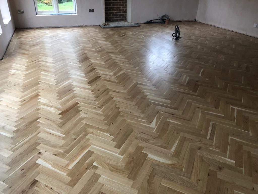 Supplied & Finished Rustic Herringbone Parquet Flooring, Southampton