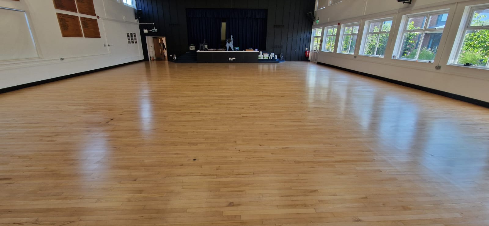 Solid Maple Strip School Floor Sanded & Restored, Trafalgar School, Downton