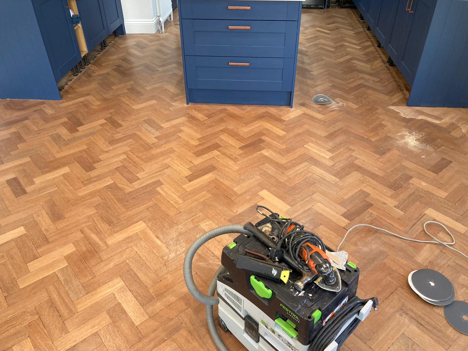 Merbau Herringbone Parquet Floor Restoration, Southampton