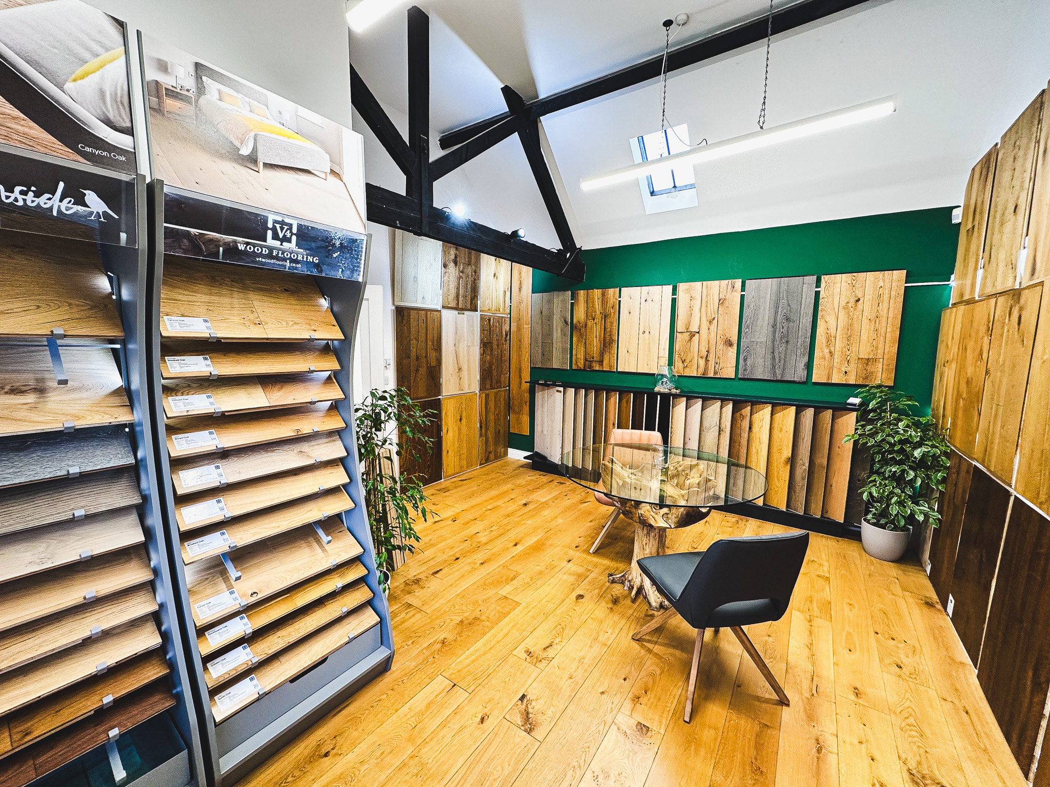 Fisheye lens view of showroom.