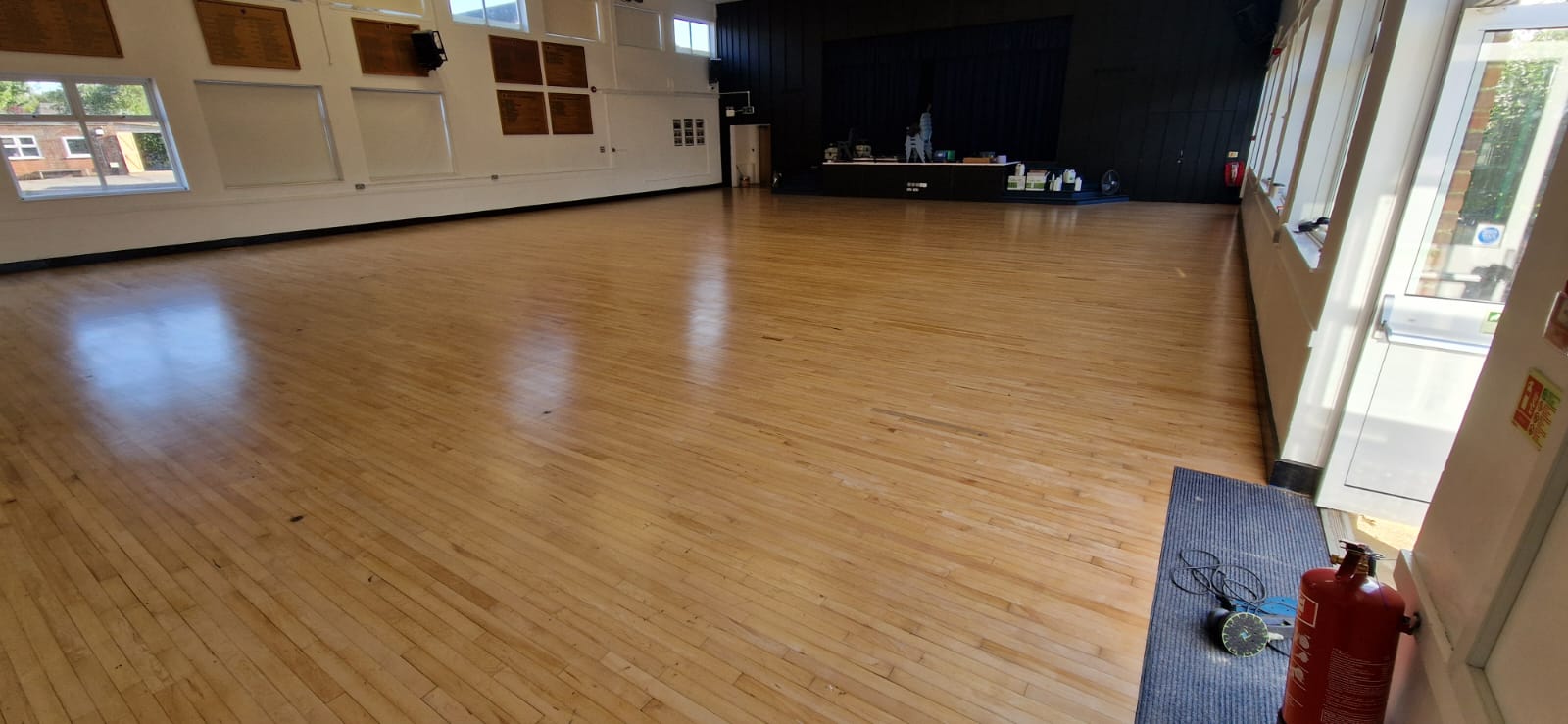 Solid Maple Strip School Floor Sanded & Restored, Trafalgar School, Downton