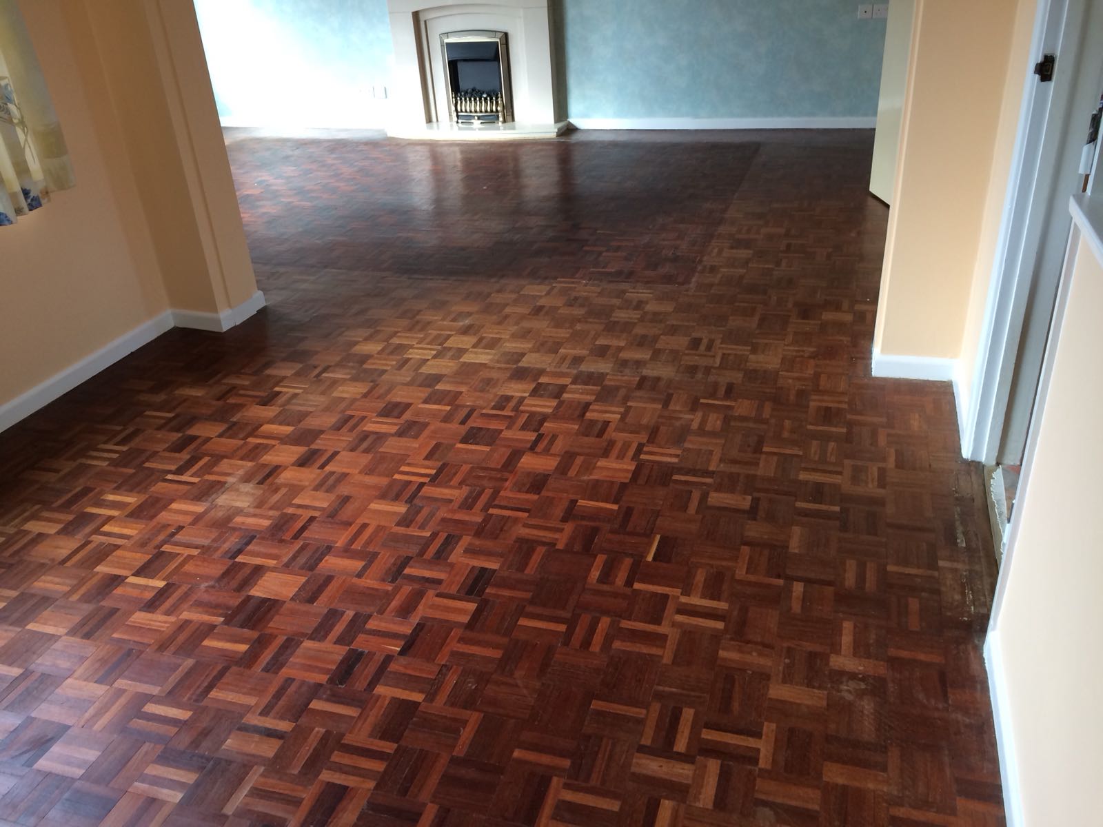Teak Mosaic Parquet Floor Sanded & Restored, Winchester