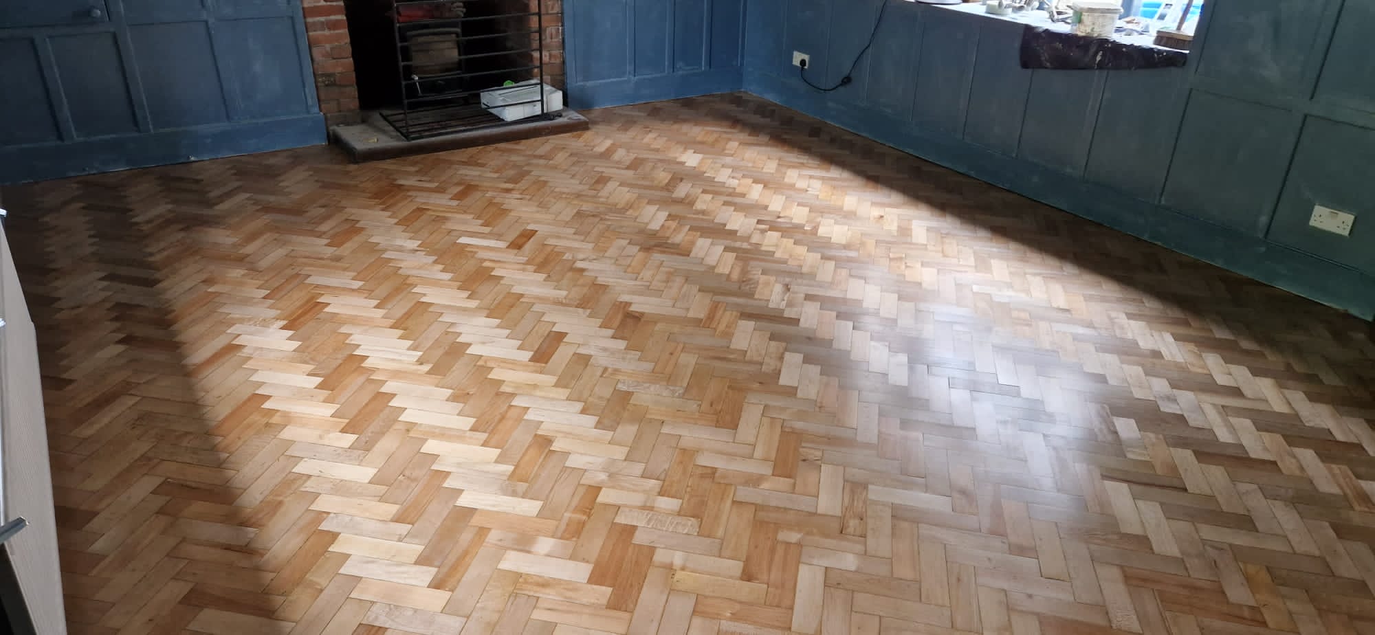 Maple Herringbone Parquet Floor Restoration, Alderbury