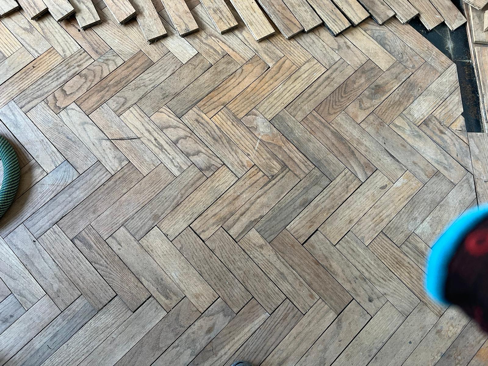 Herringbone Parquet Floor Relaid & Restored, Lymington