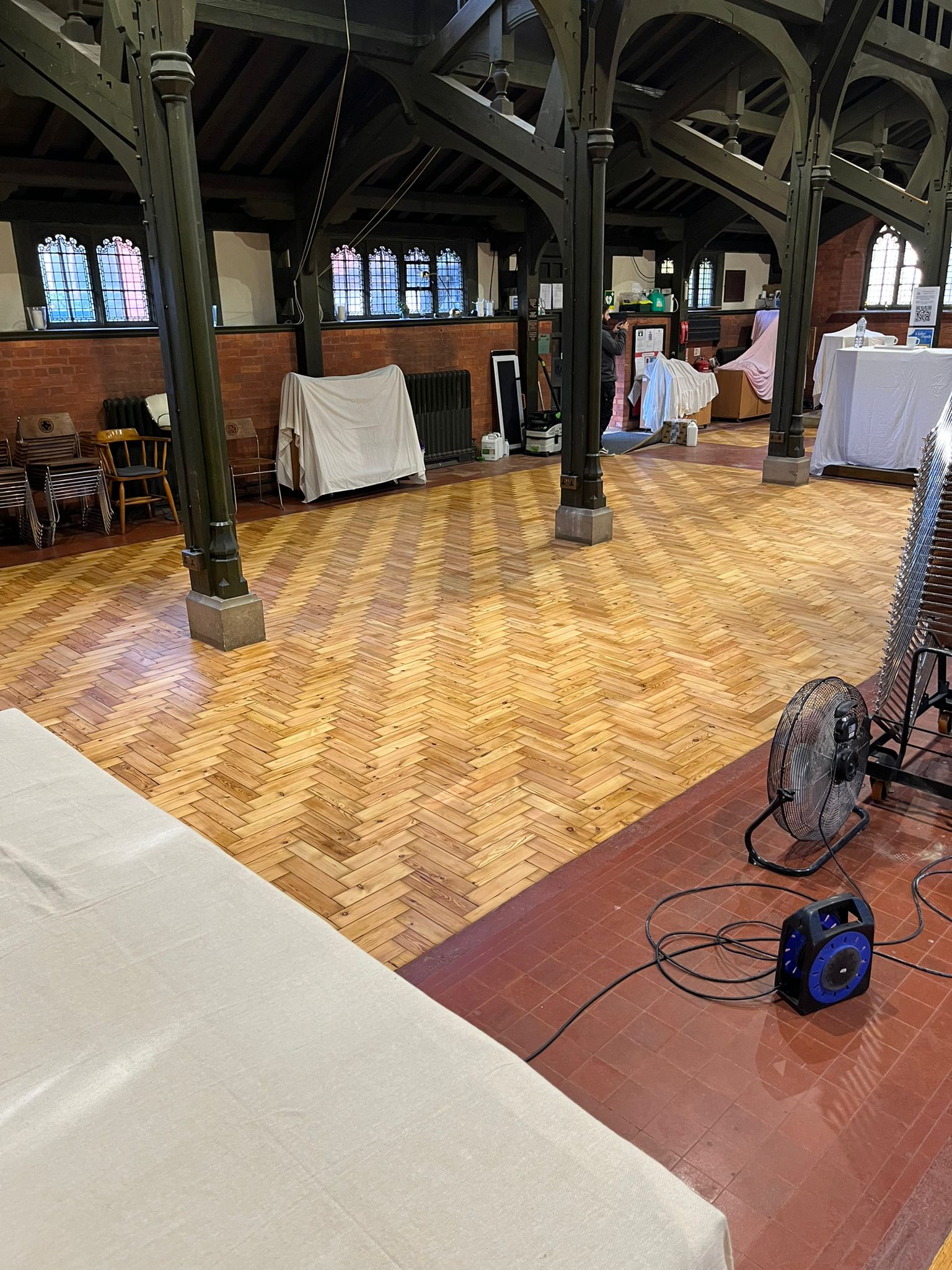 Pine Parquet Church Floor Sanded & Restored, St Michael & All Angels, Wimborne