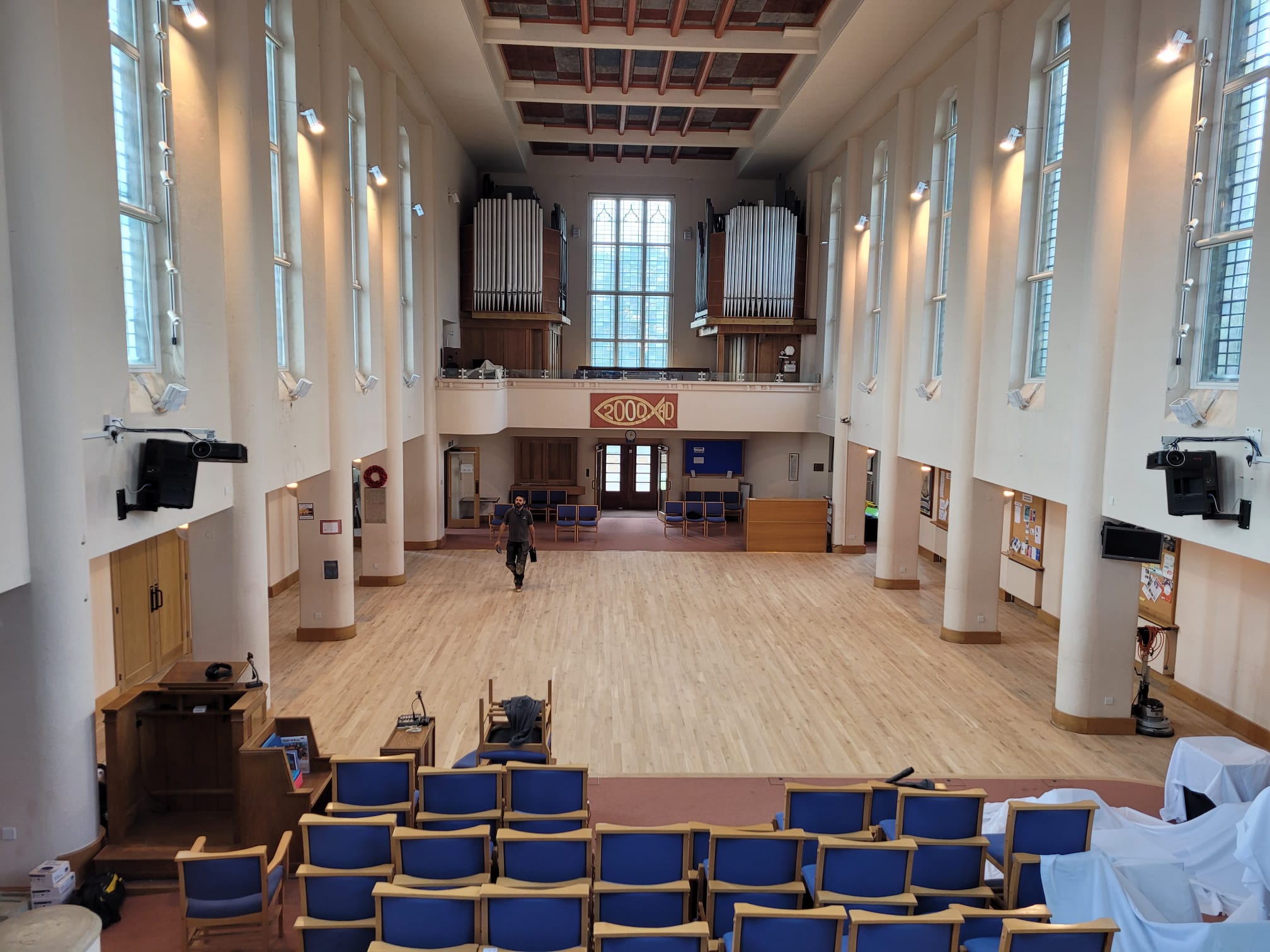 Oak Plank Church Floor Sanded & Restored, St Francis, Salisbury