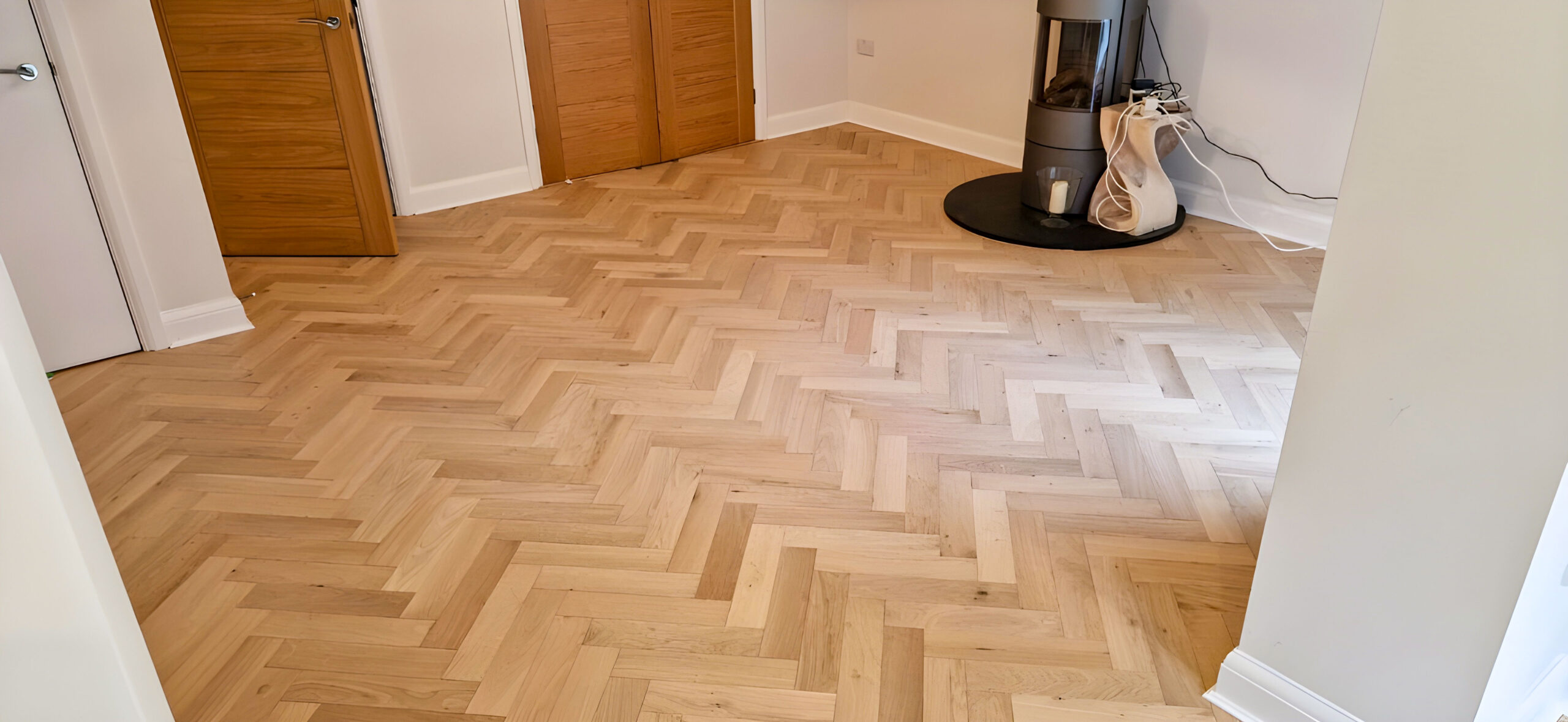 Brushed Herringbone Parquet Wood Floor Installed, Salisbury