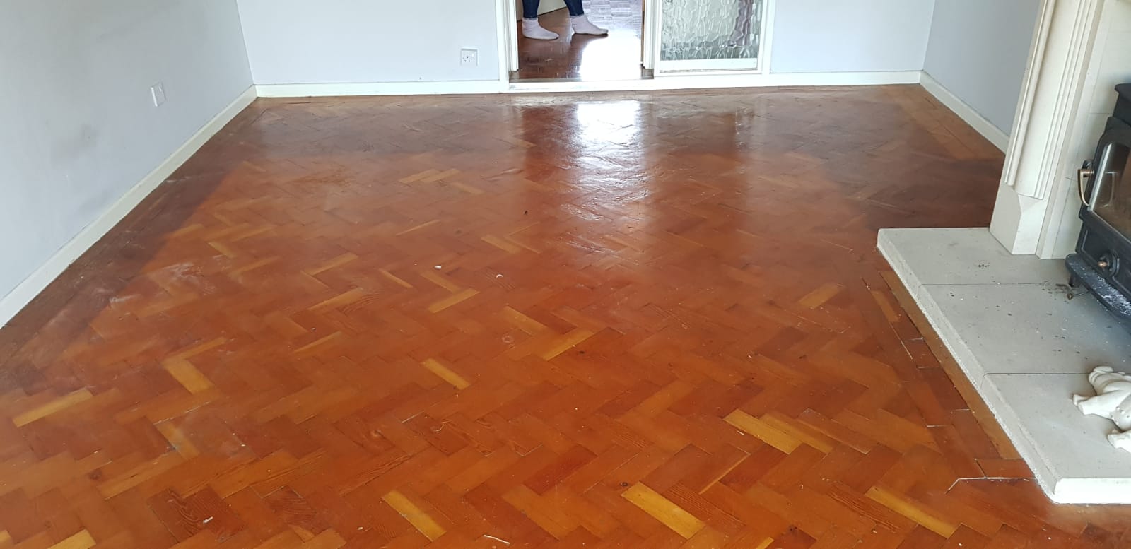 Pine Herringbone Parquet Floor Restored with Natural Finish, Bournemouth