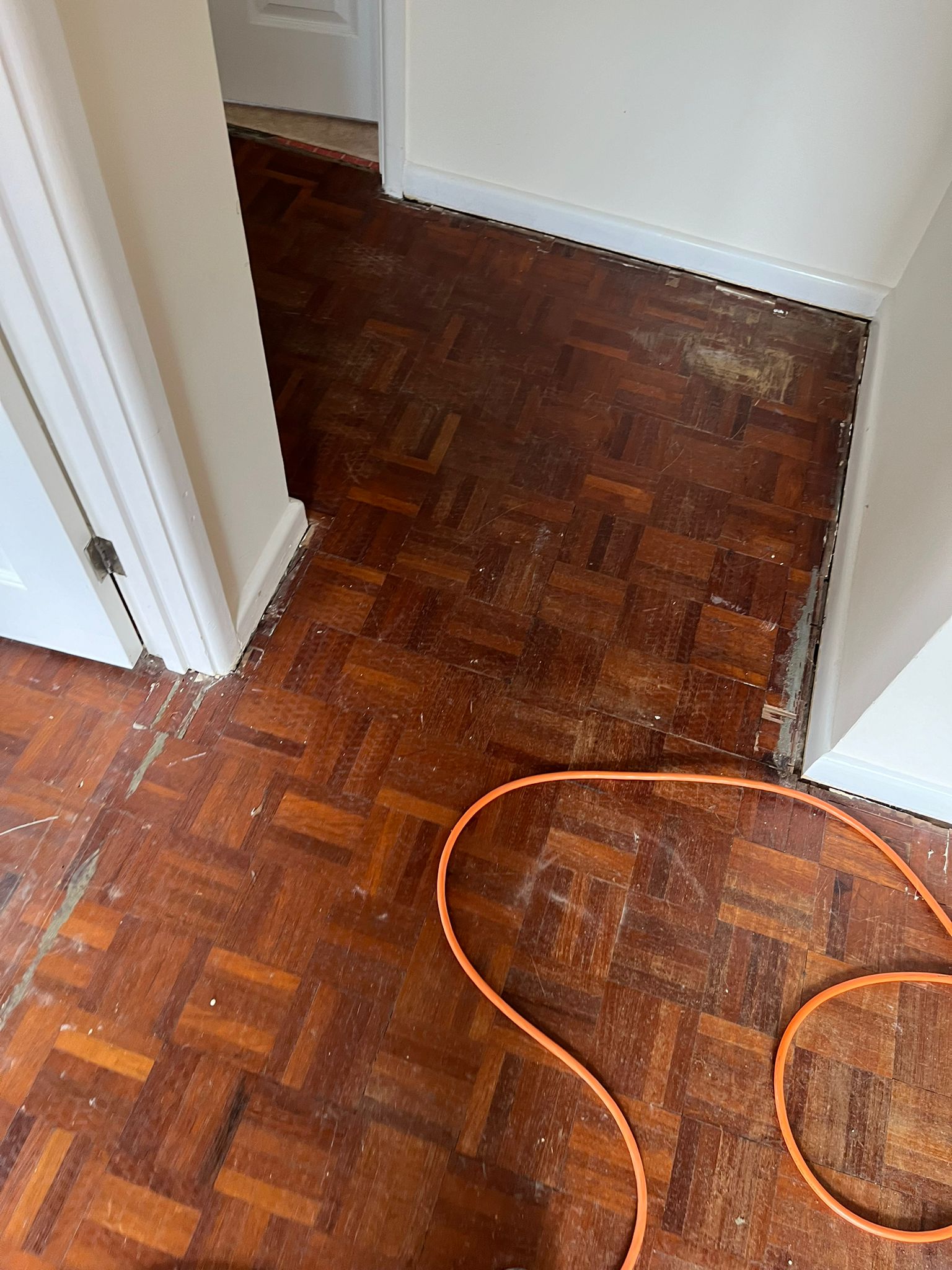 Iroko Mosaic Parquet Restoration, Bishopstone