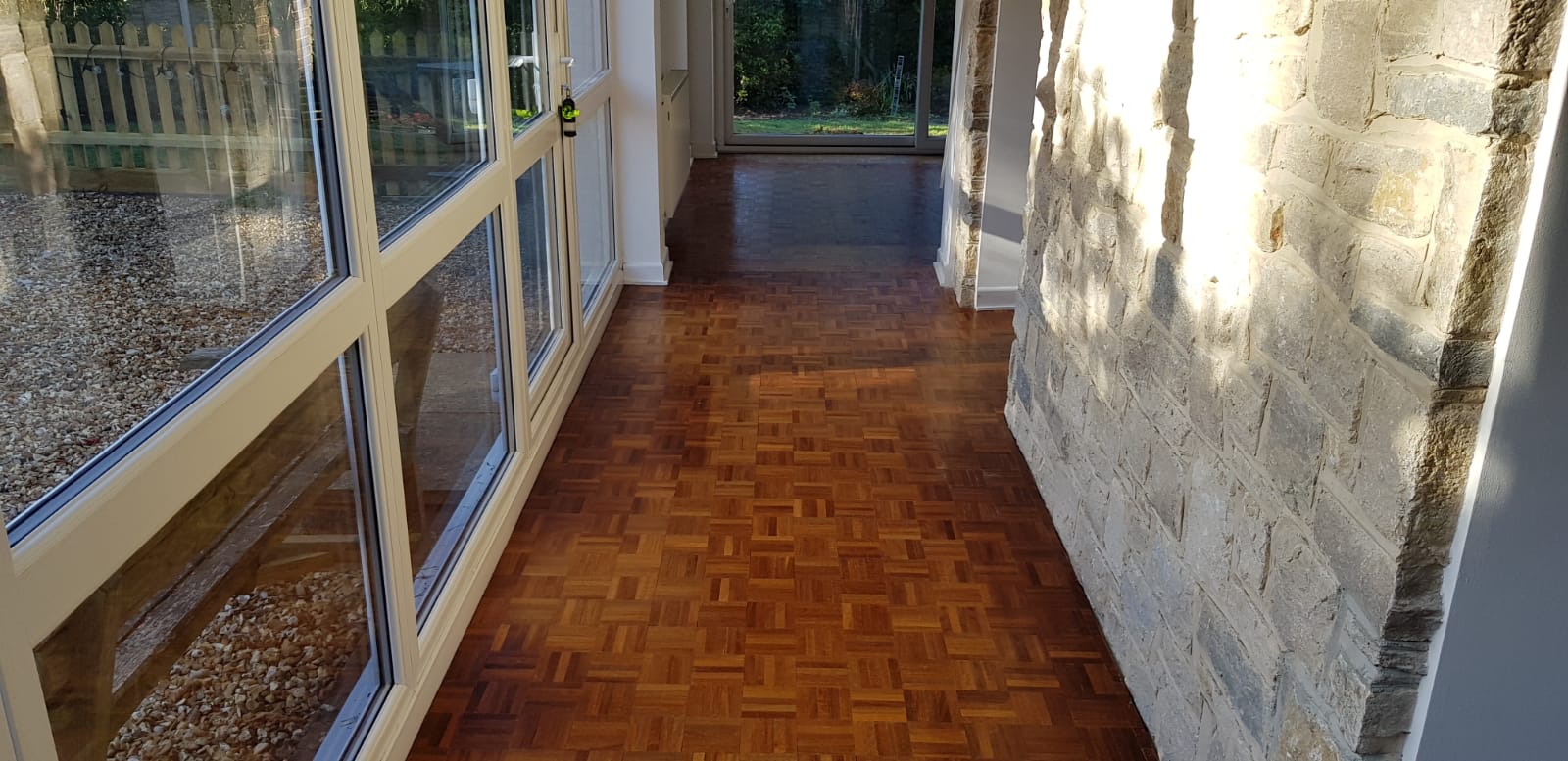 Jatoba Mosaic Parquet Floor Restoration, Lymington
