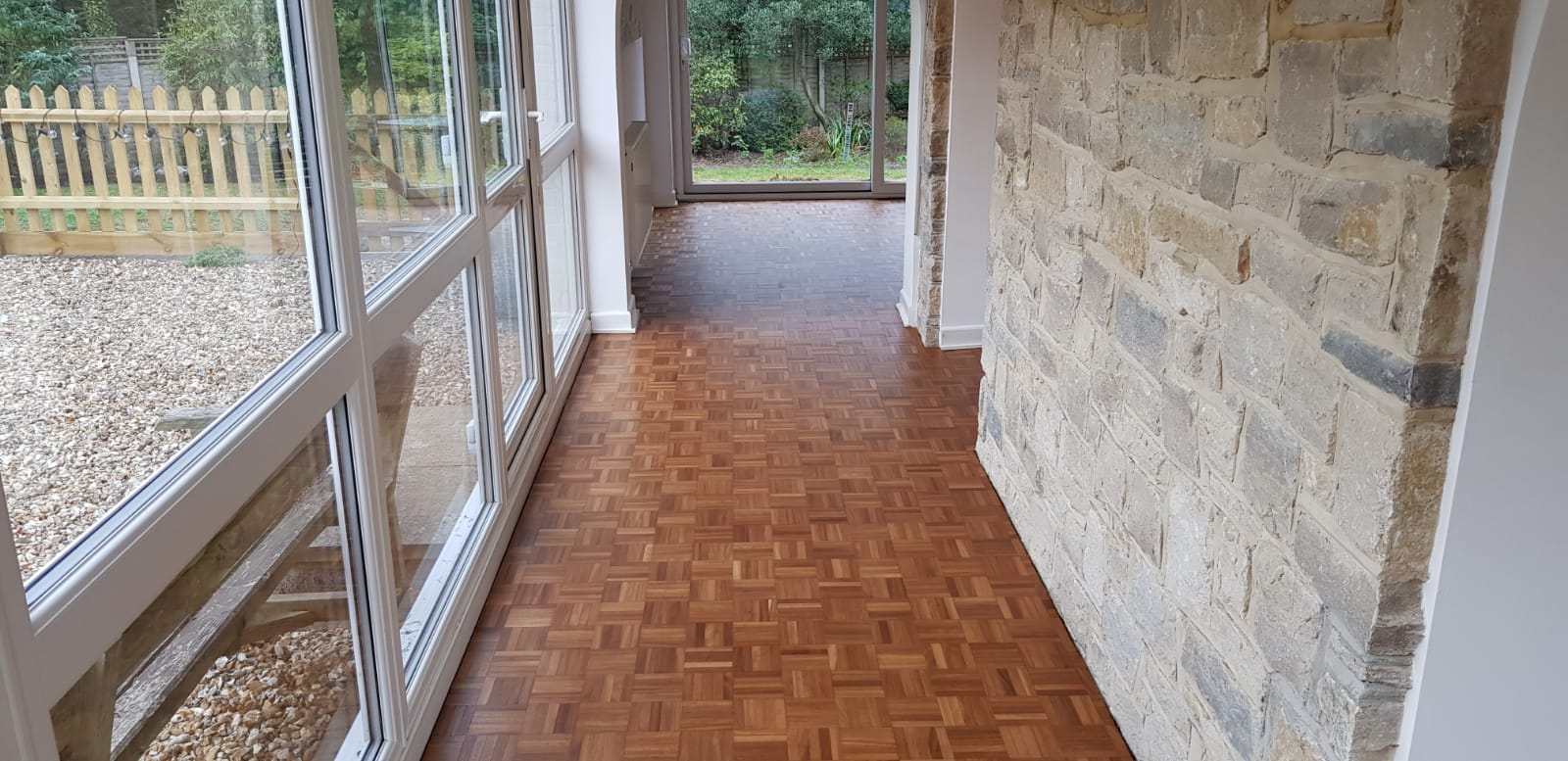 Jatoba Mosaic Parquet Floor Restoration, Lymington