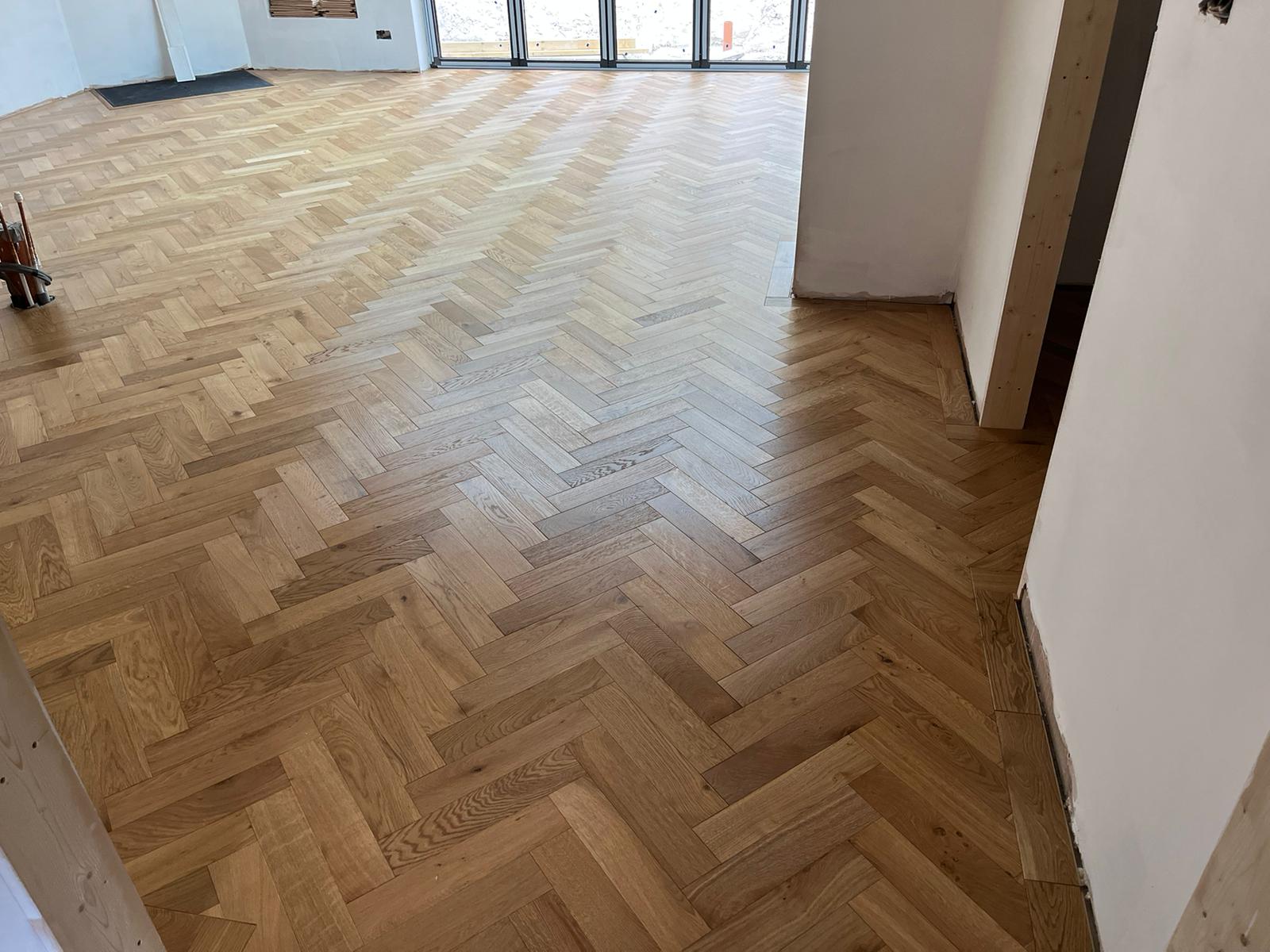 Fitted Oak Herringbone Parquet Flooring, Winterslow, Salisbury