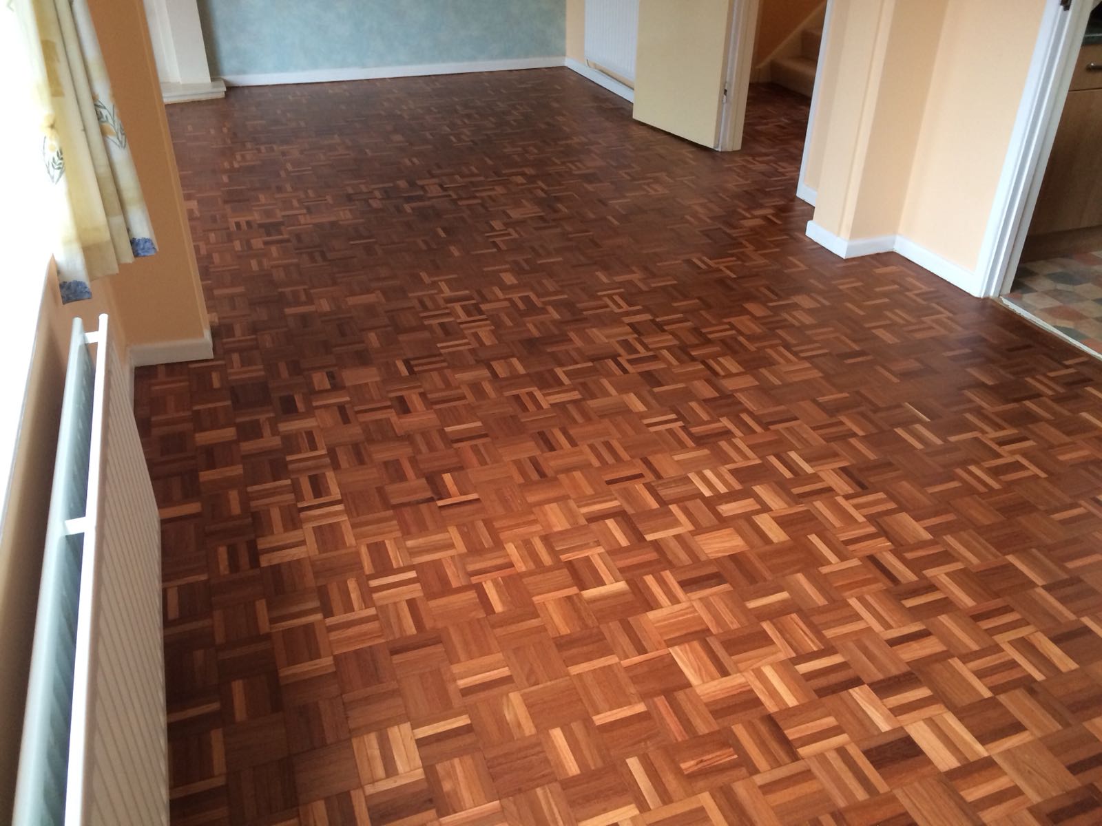 Teak Mosaic Parquet Floor Sanded & Restored, Winchester