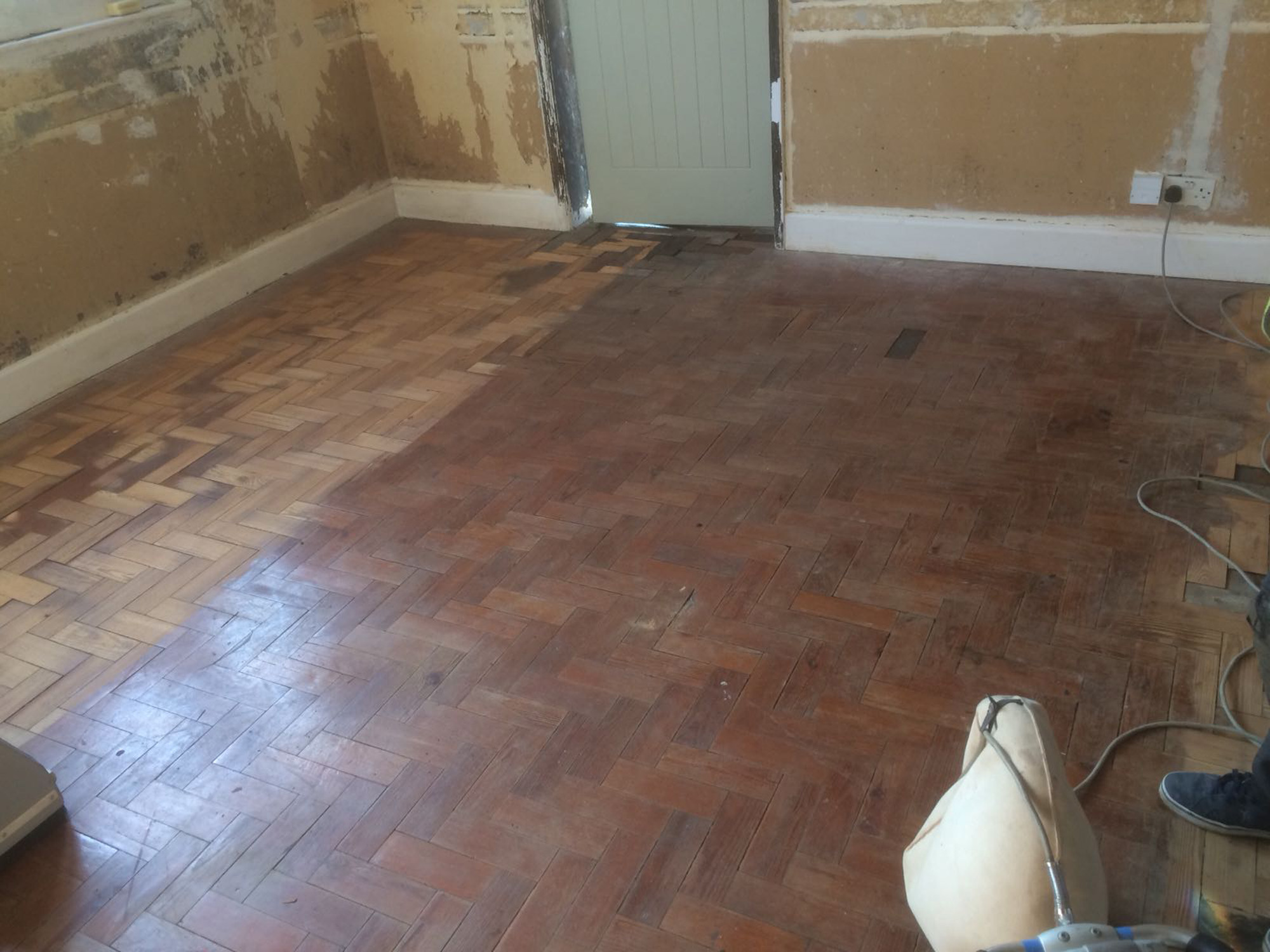 Pine Parquet Floor Repaired & Restored, Romsey