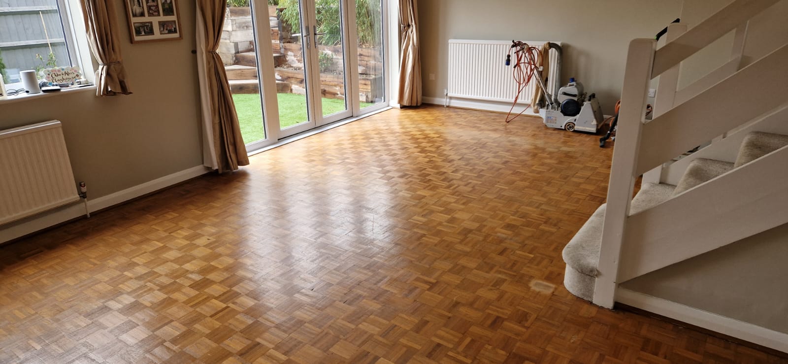 Teak Mosaic Parquet Floor Restoration, Winchester