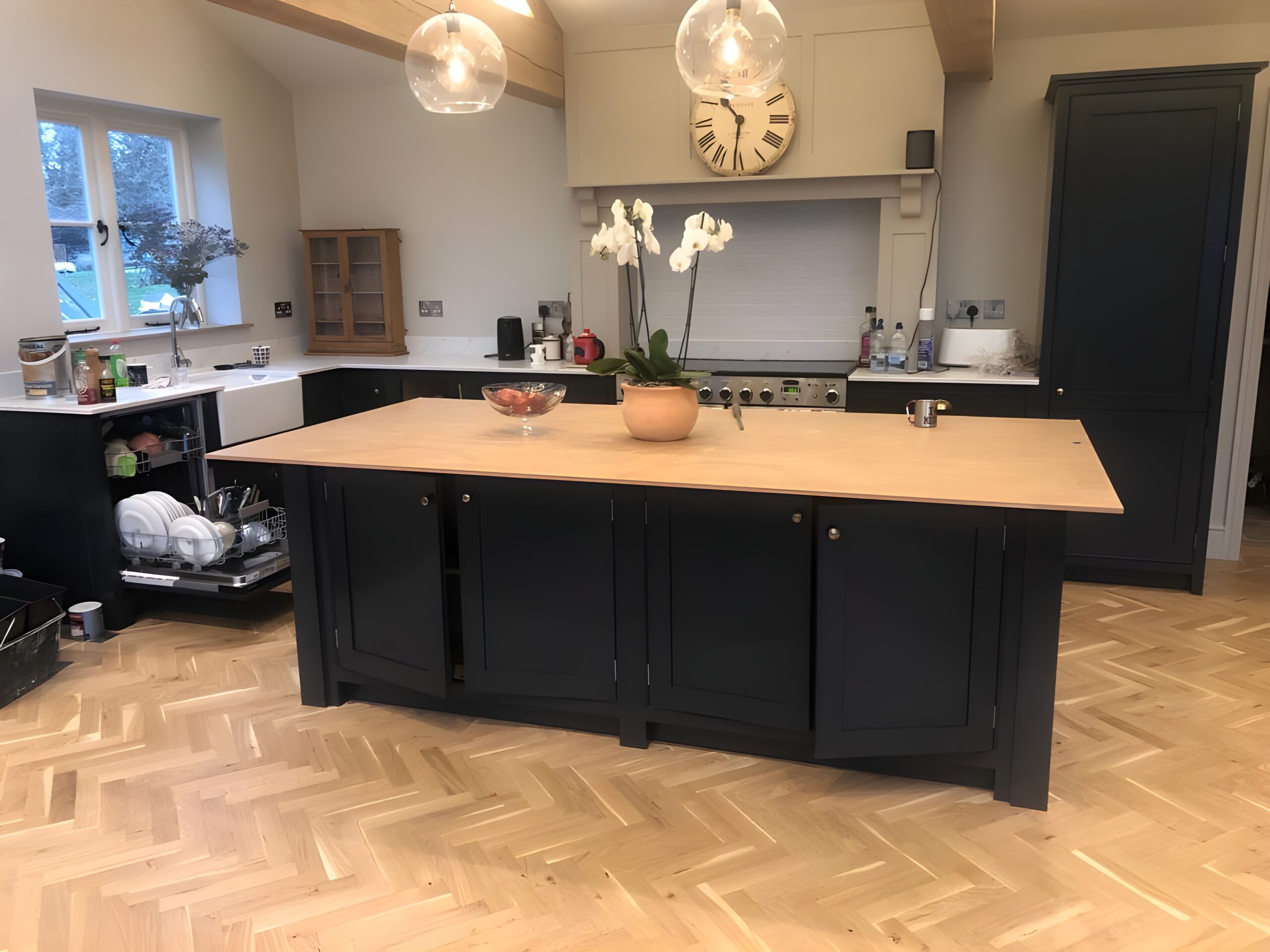 Supplied & Finished Rustic Herringbone Parquet Flooring, Southampton
