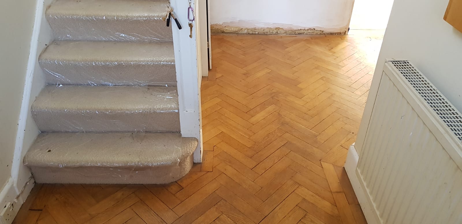 Oak Herringbone Parquet Floor Restoration, Andover