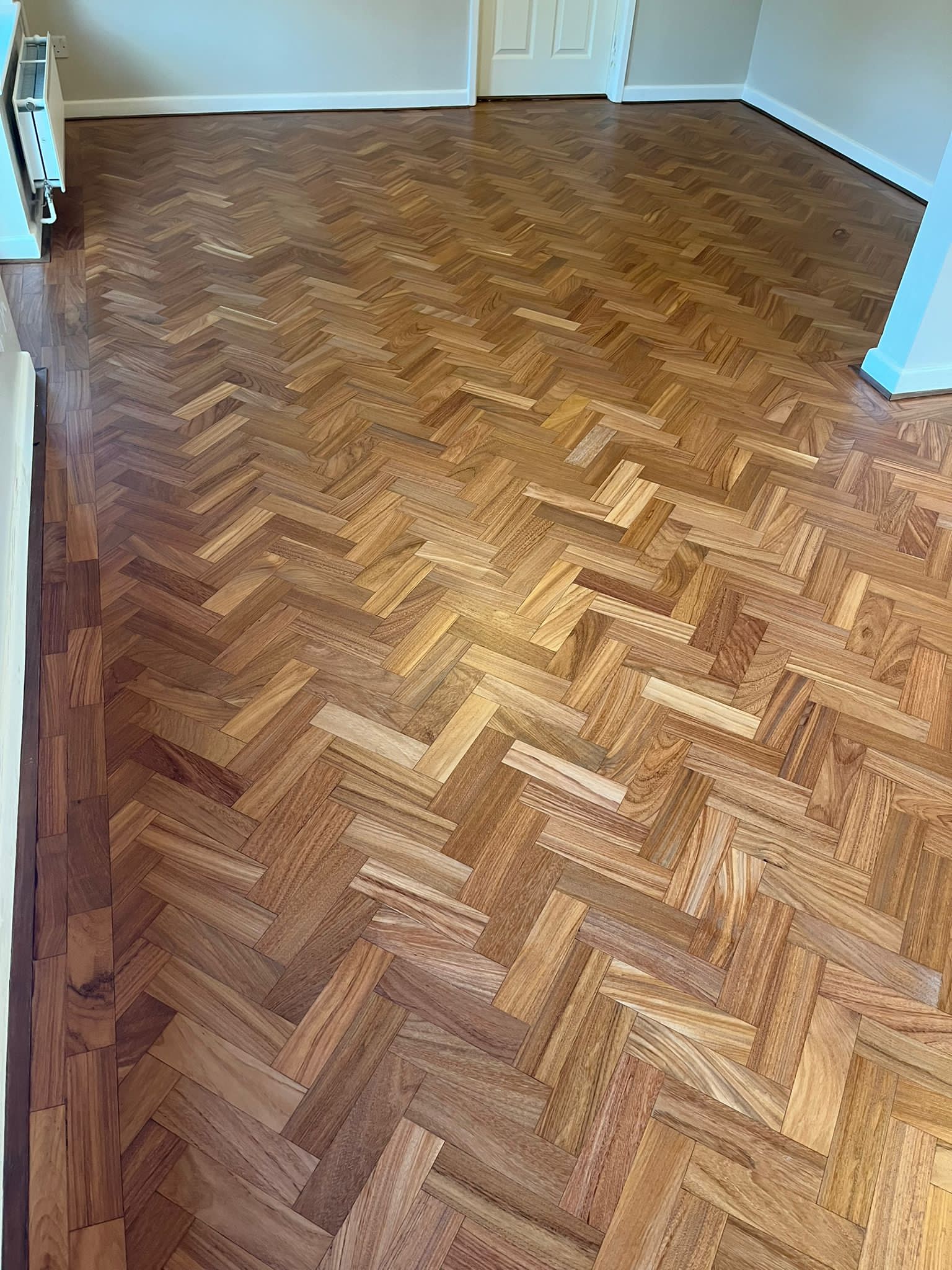 Burmese Teak Herringbone Parquet Floor Restoration, Andover