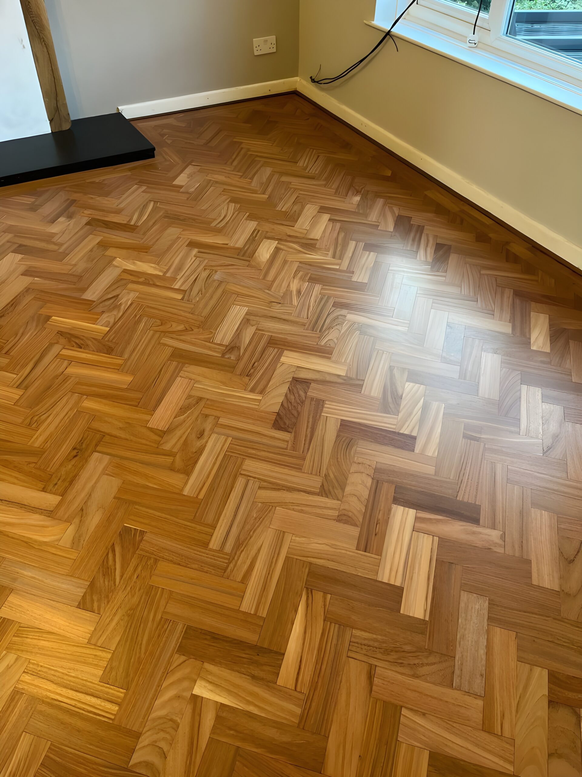 Burmese Teak Herringbone Parquet Floor Restoration, Andover
