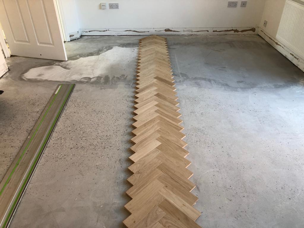 Prime Oak Herringbone Parquet Floor Supplied & Installed, Pewsey