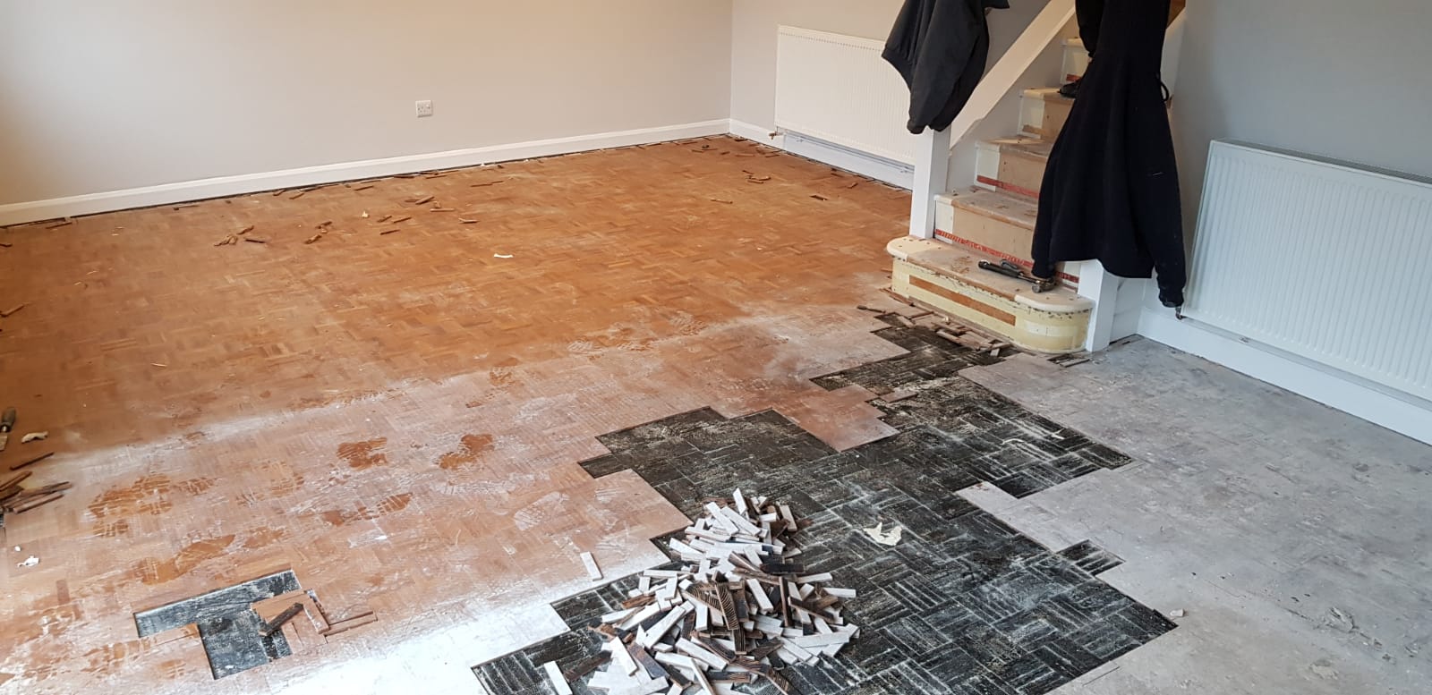 Teak Mosaic Parquet Floor Repaired & Restored, Winchester