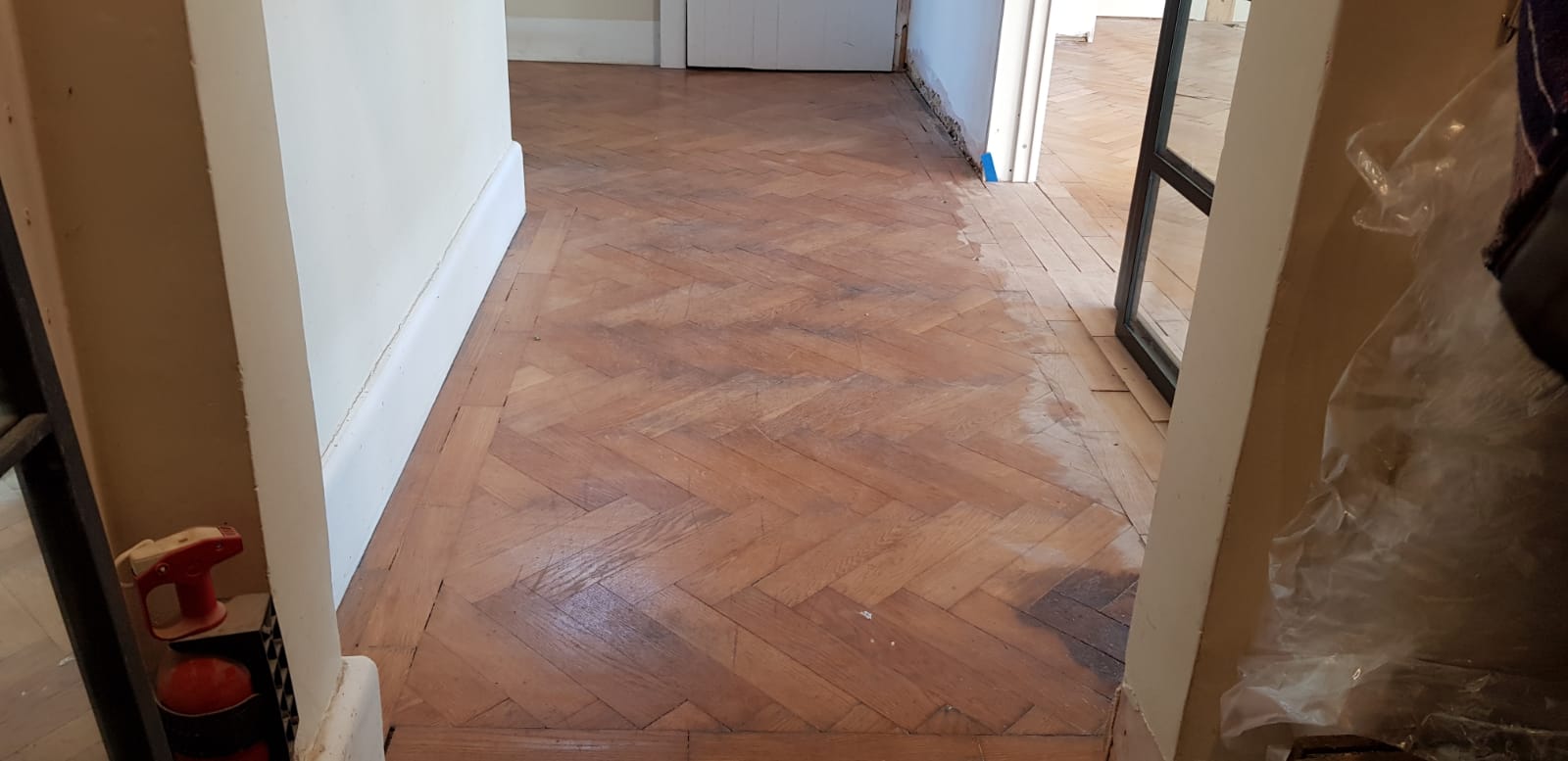 Oak Herringbone Parquet Floor Restoration, Andover