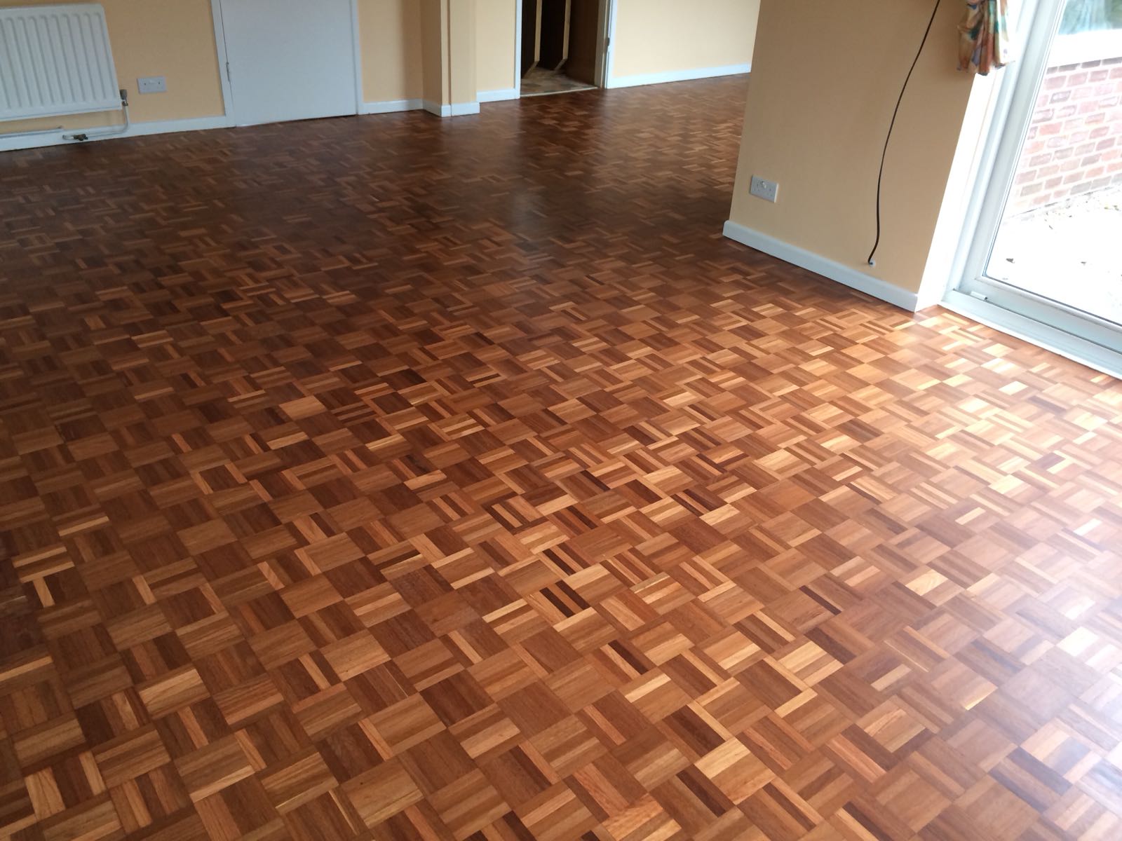 Teak Mosaic Parquet Floor Sanded & Restored, Winchester