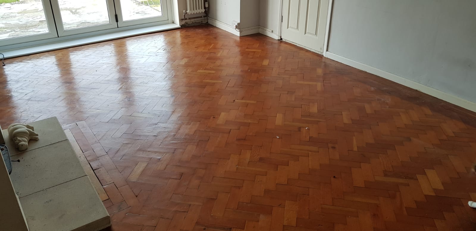 Pine Herringbone Parquet Floor Restored with Natural Finish, Bournemouth