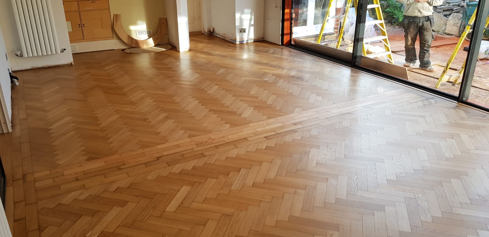Oak Herringbone Parquet Floor Restoration, Andover