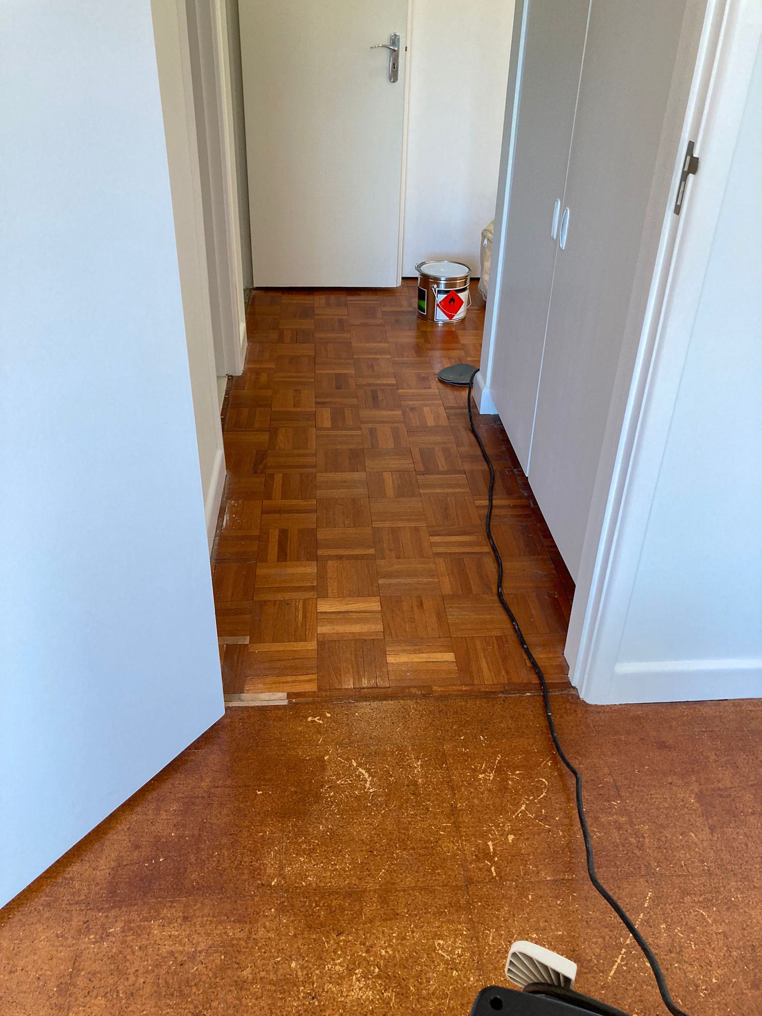 (new) Burmese or Indonesian Teak Mosaic parquet Restoration, Bona traffic Xtra Matt - Lymington