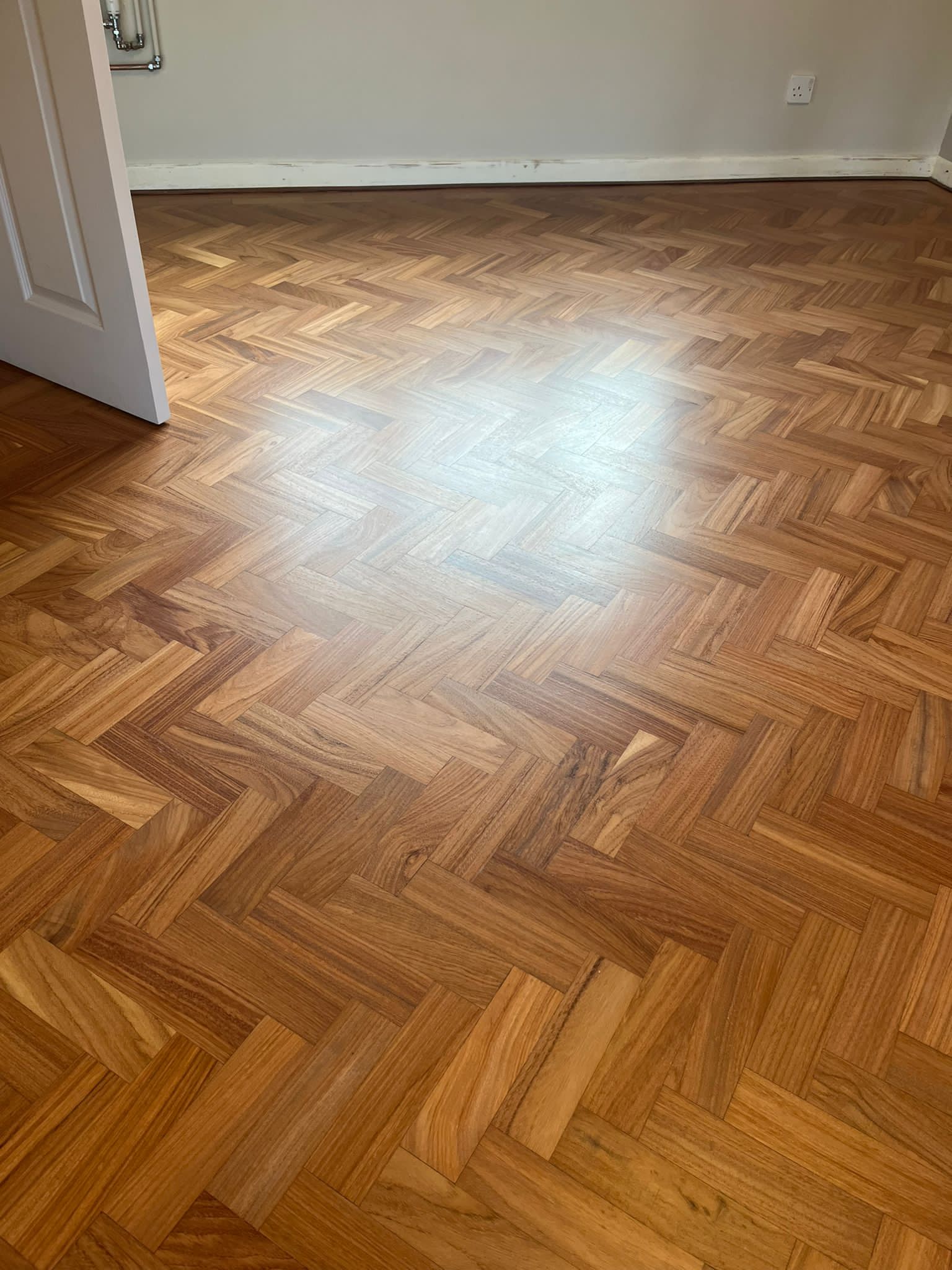 Burmese Teak Herringbone Parquet Floor Restoration, Andover