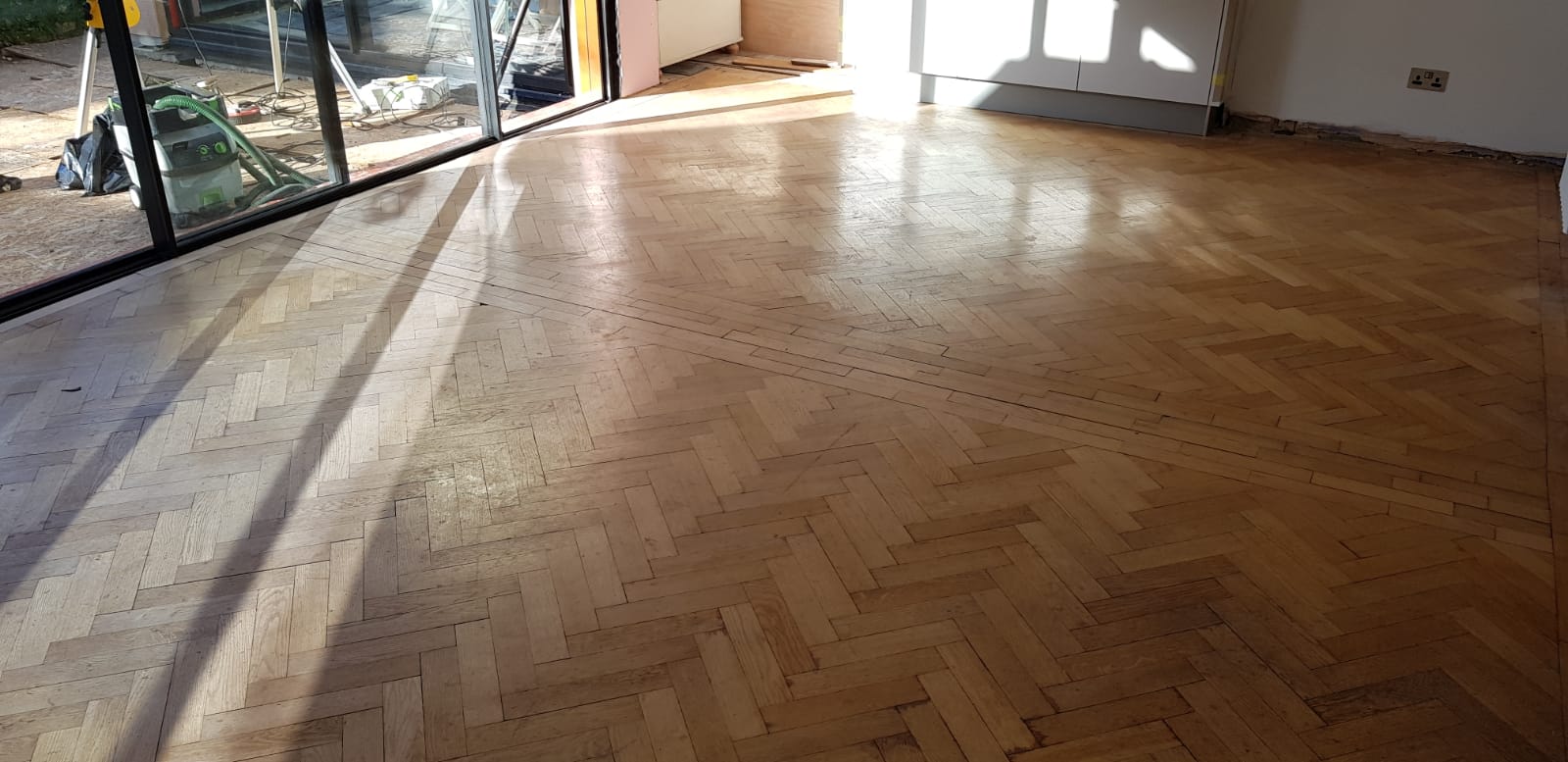 Oak Herringbone Parquet Floor Restoration, Andover