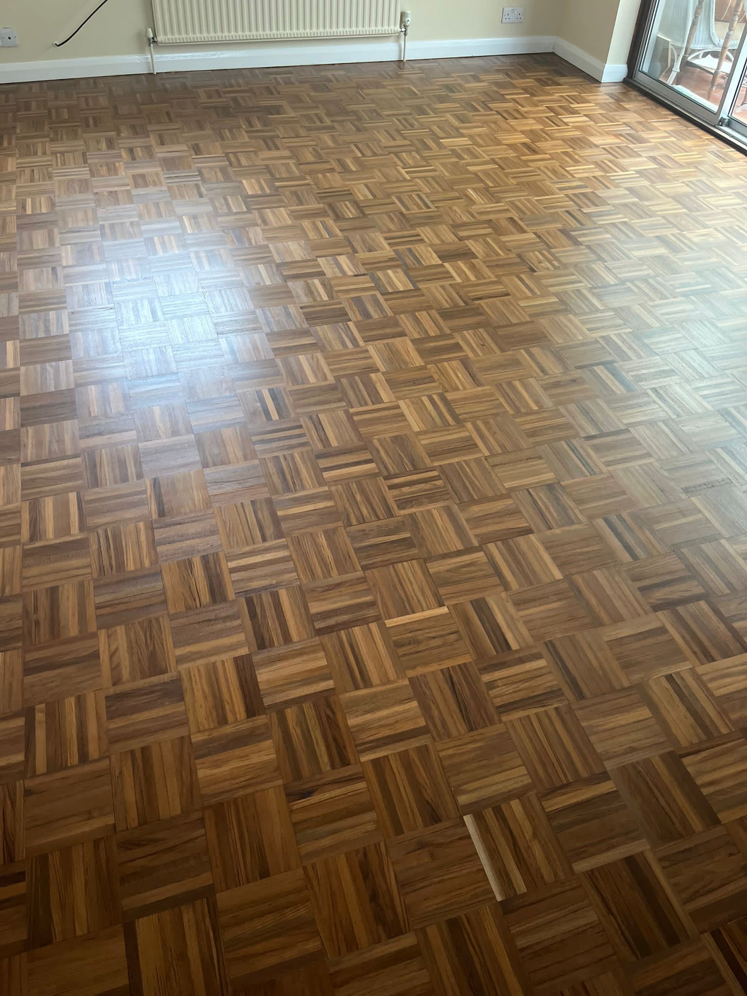 Rare 8-Finger Burmese Teak Mosaic Parquet Floor Restored, Salisbury